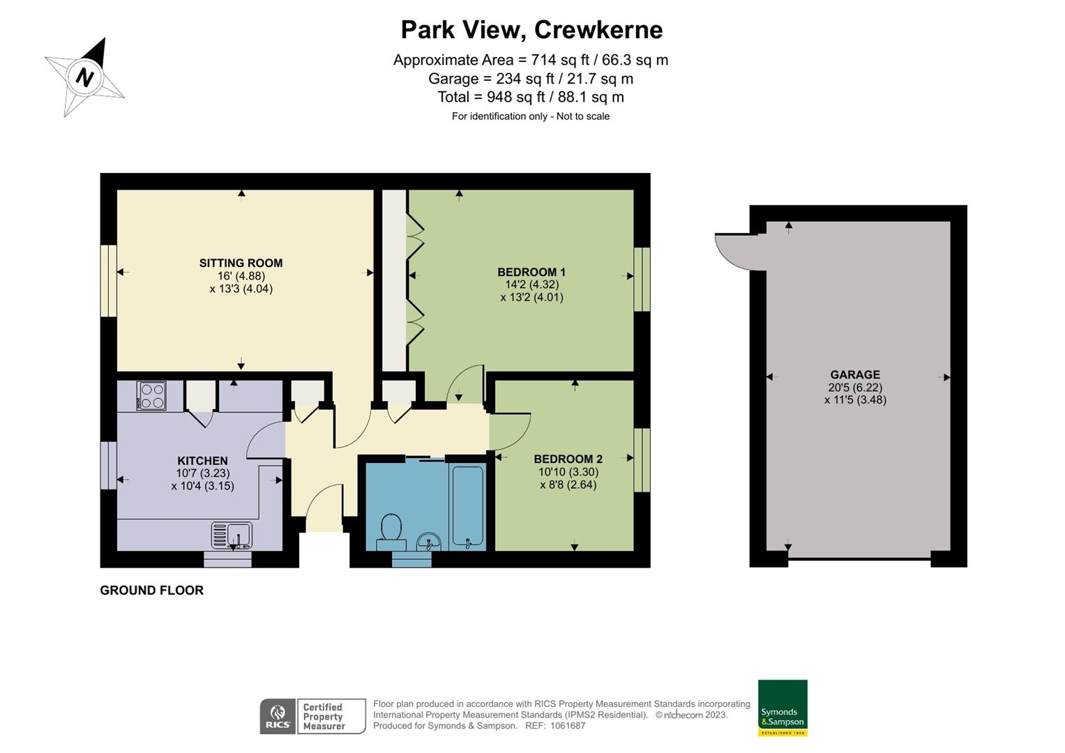 Park View, Crewkerne TA18, 2 bedroom semidetached bungalow for sale