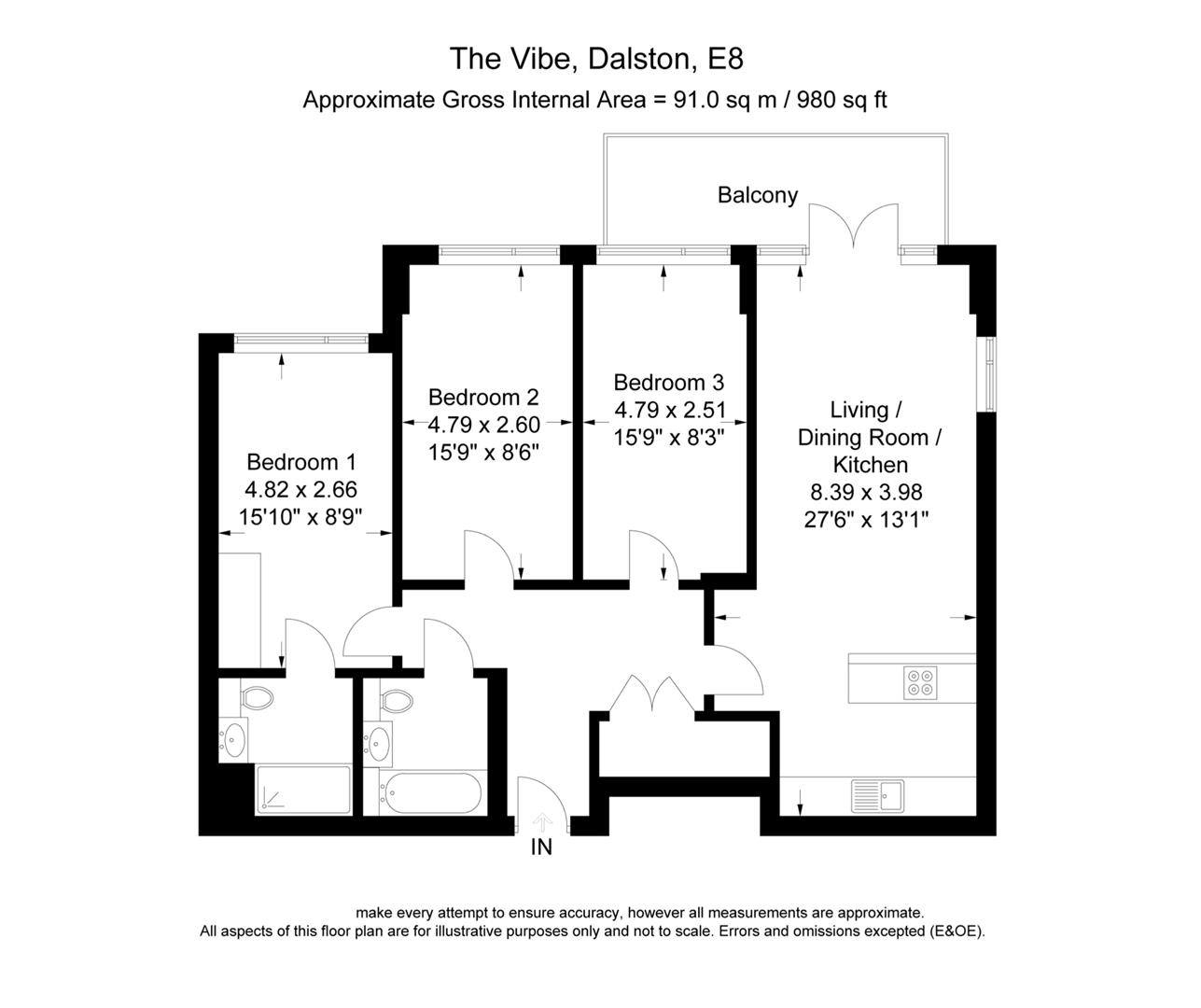 3 Bedrooms Flat for sale in Beechwood Road, Dalston, London E8