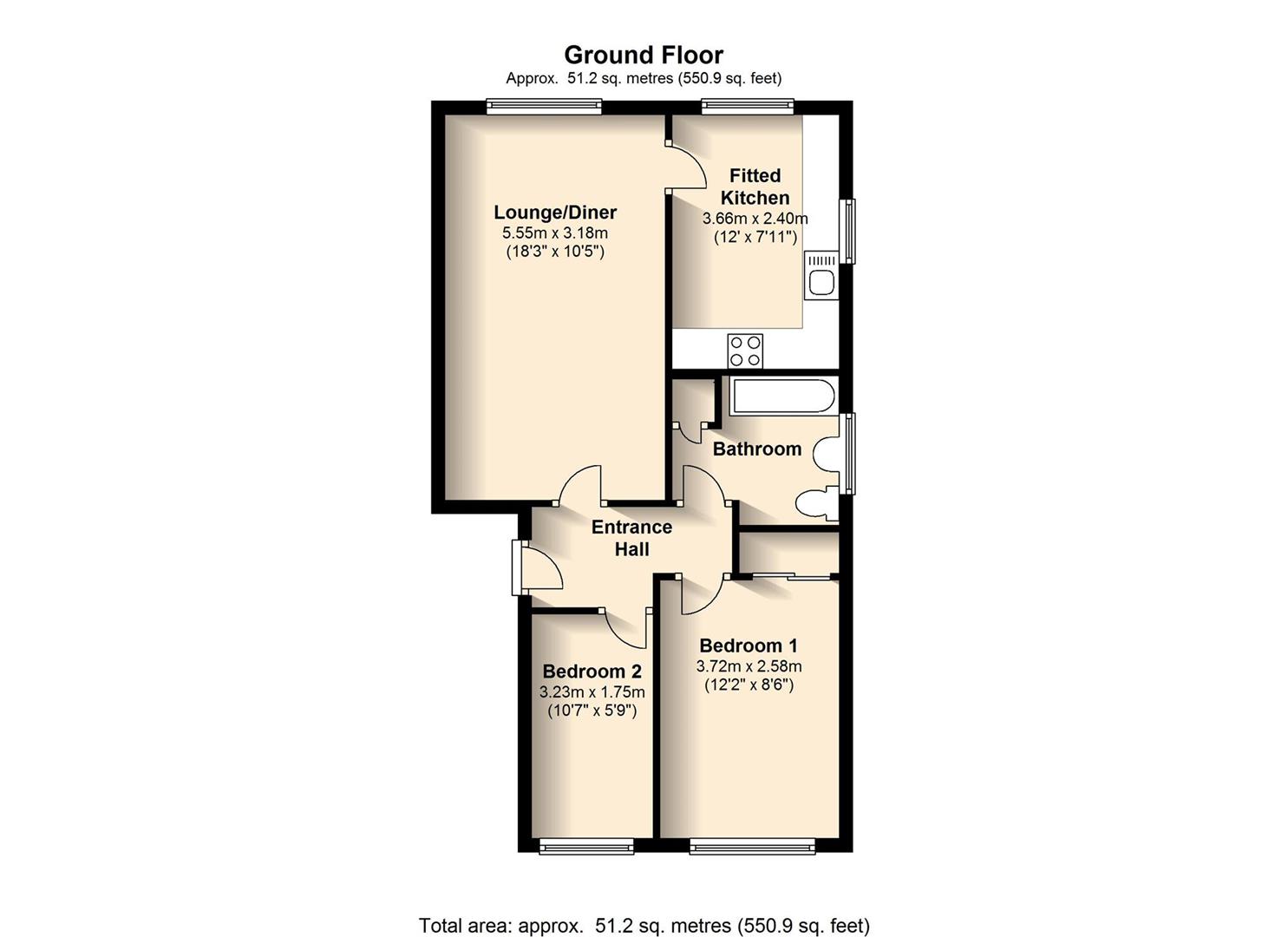 2 Bedrooms Flat to rent in Mulberry Close, Luton LU1