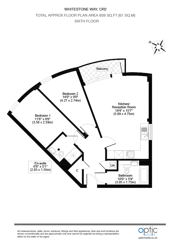 2 Bedrooms Flat to rent in Whitestone Way, Croydon CR0