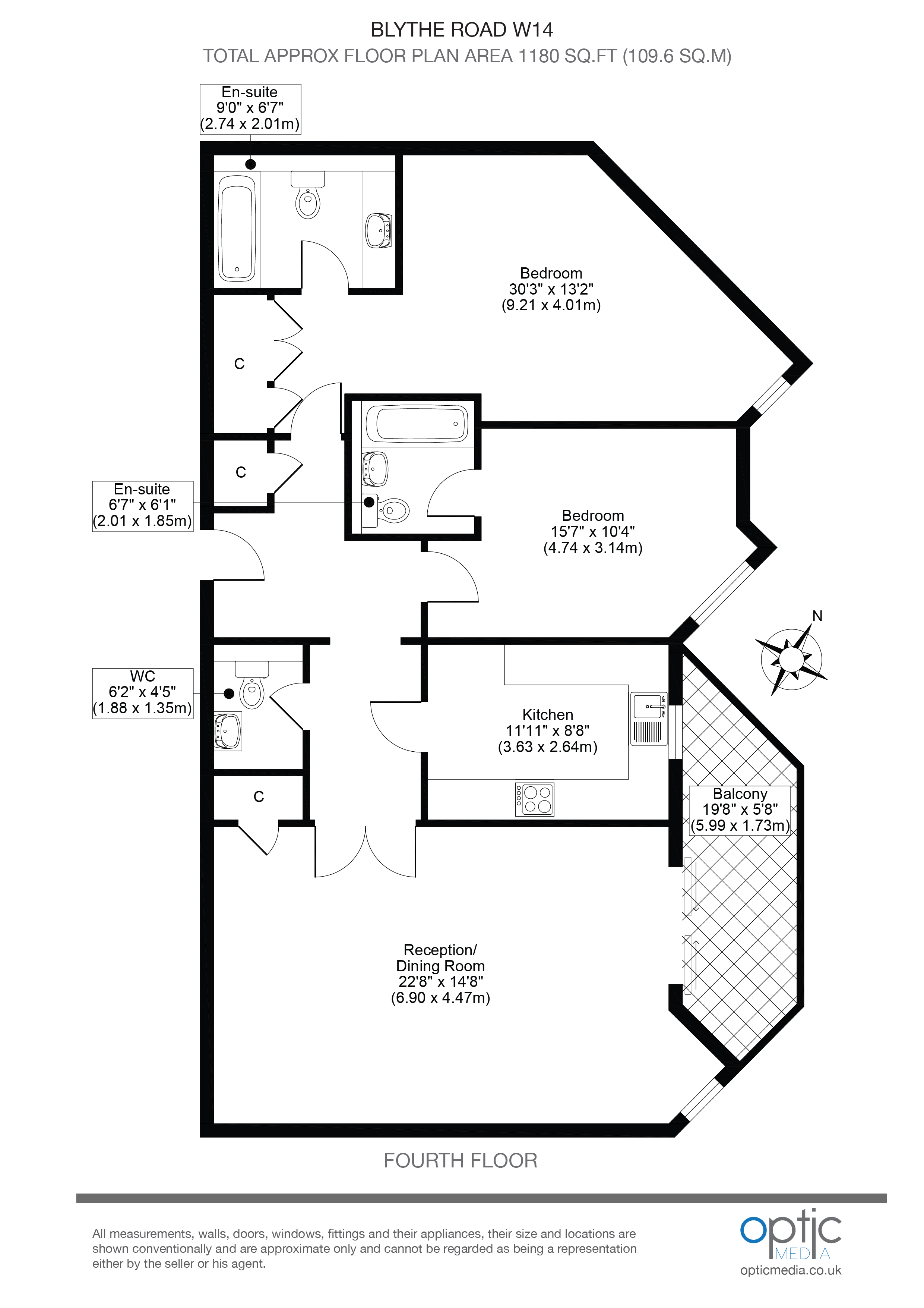 36, Kensington West, Blythe Road, London floorplan