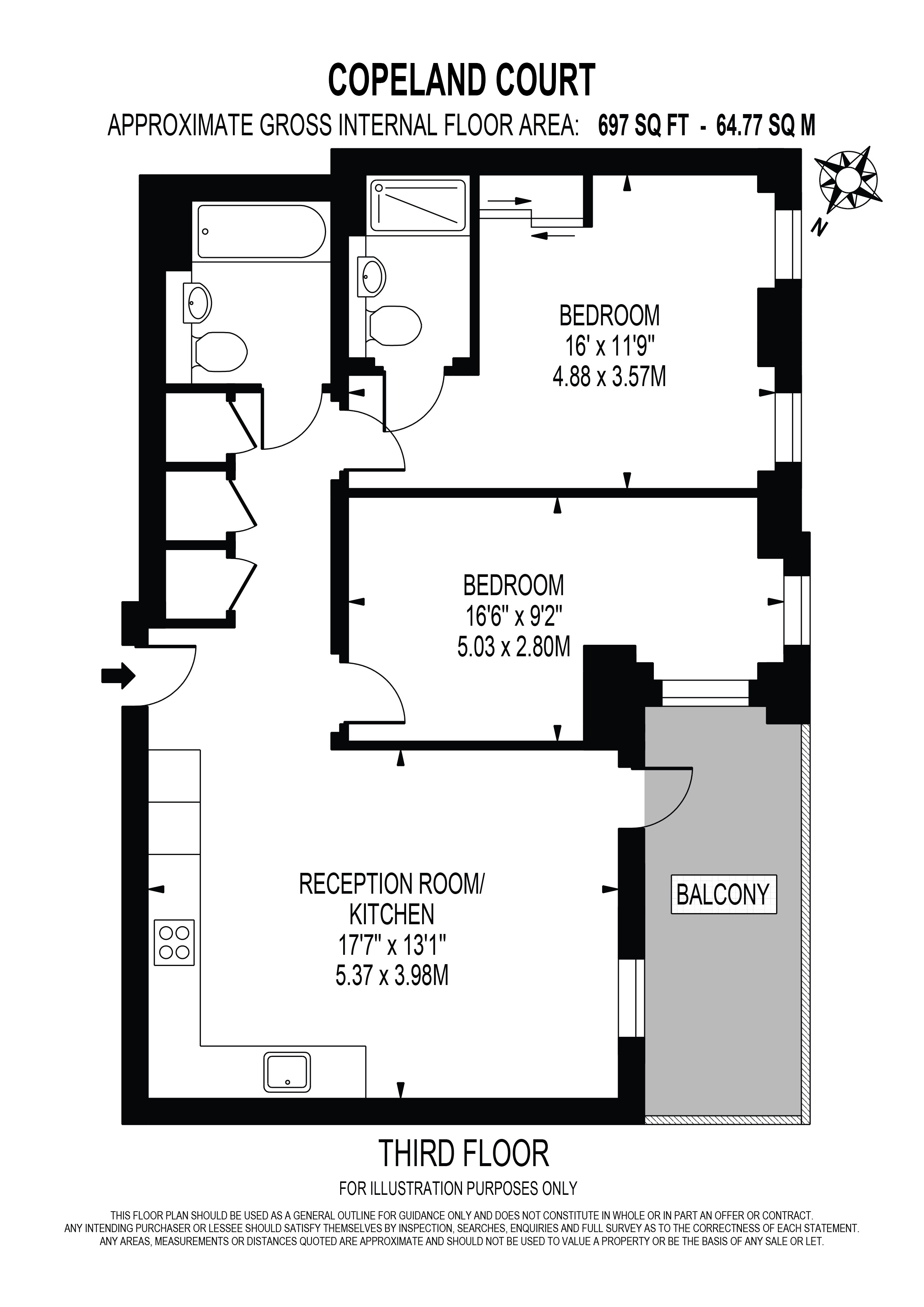 305 Copeland Court 3, Knights Road, London floorplan