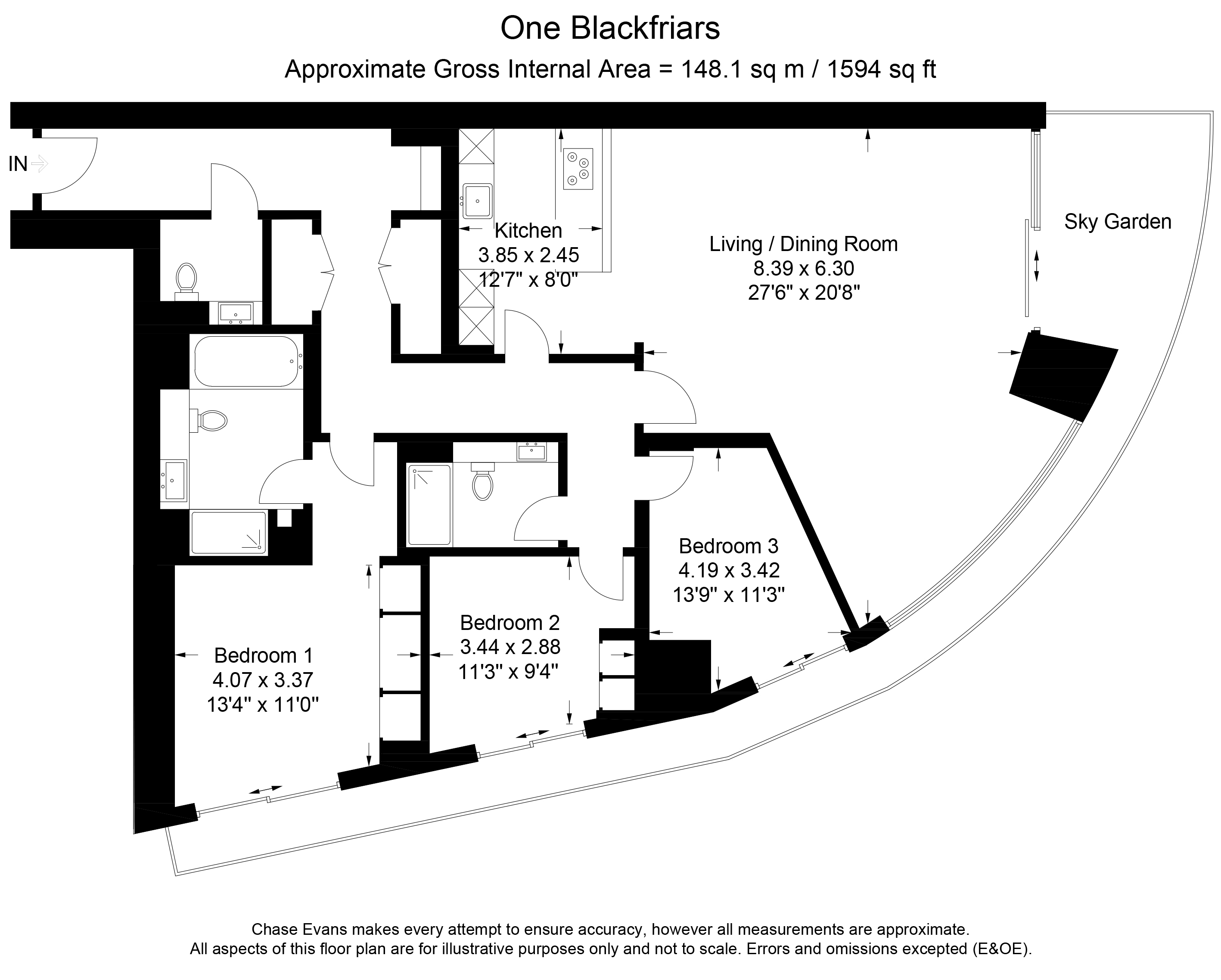 3 Bedrooms Flat to rent in One Blackfriars, Blackfriars Road, London SE1