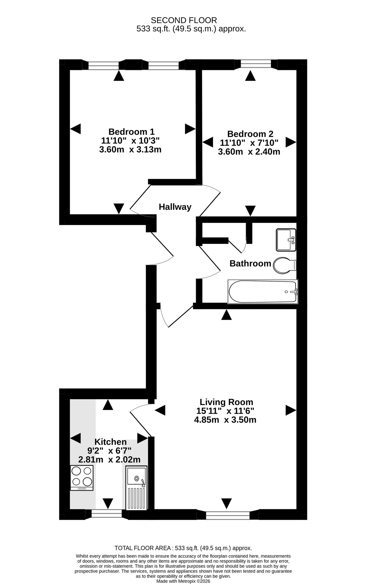 Second Floor Flat, 14 Cave Street, Bristol floorplan