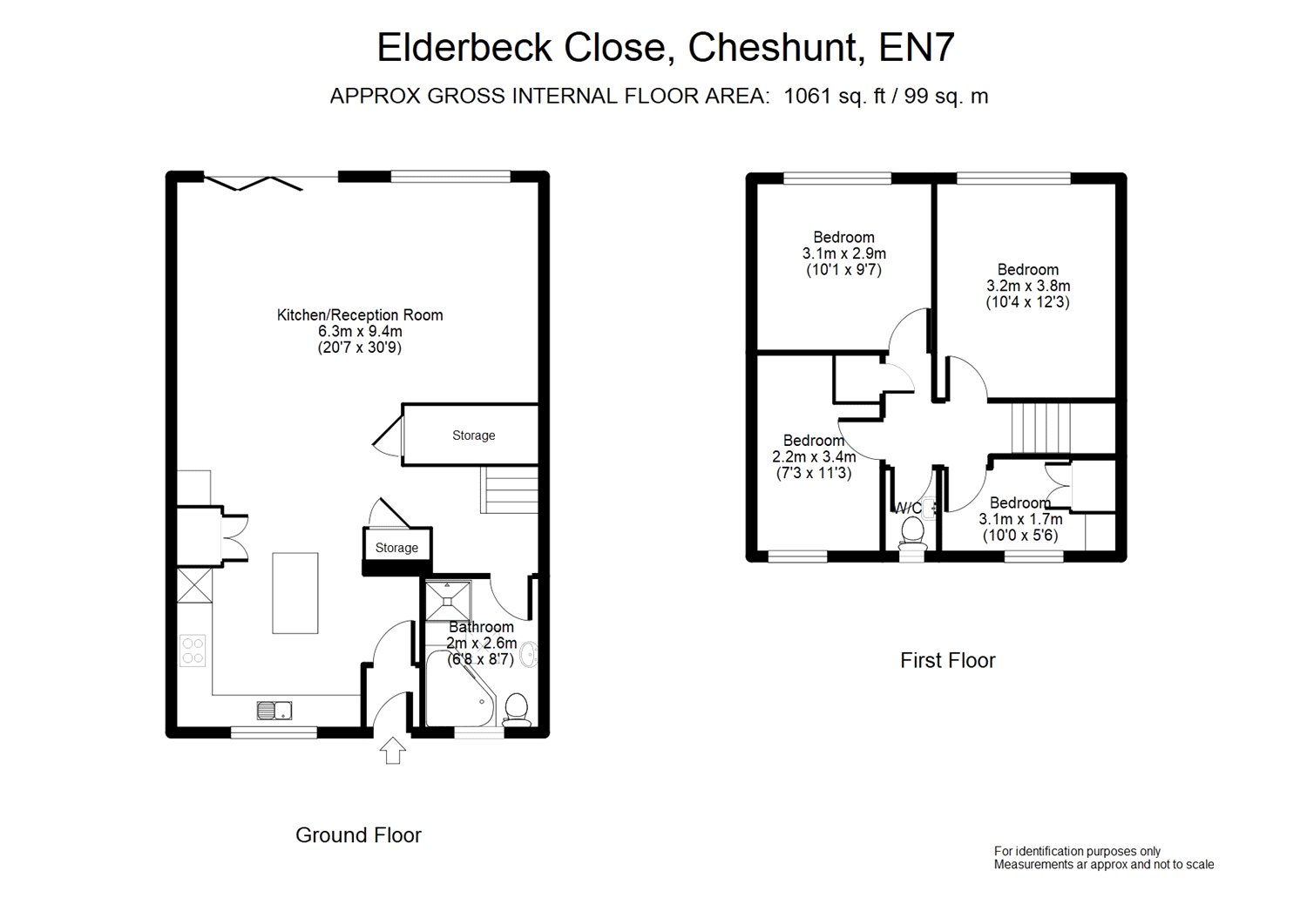 3 Bedrooms Terraced house for sale in Elderbek Close, Cheshunt, Waltham Cross, Hertfordshire EN7