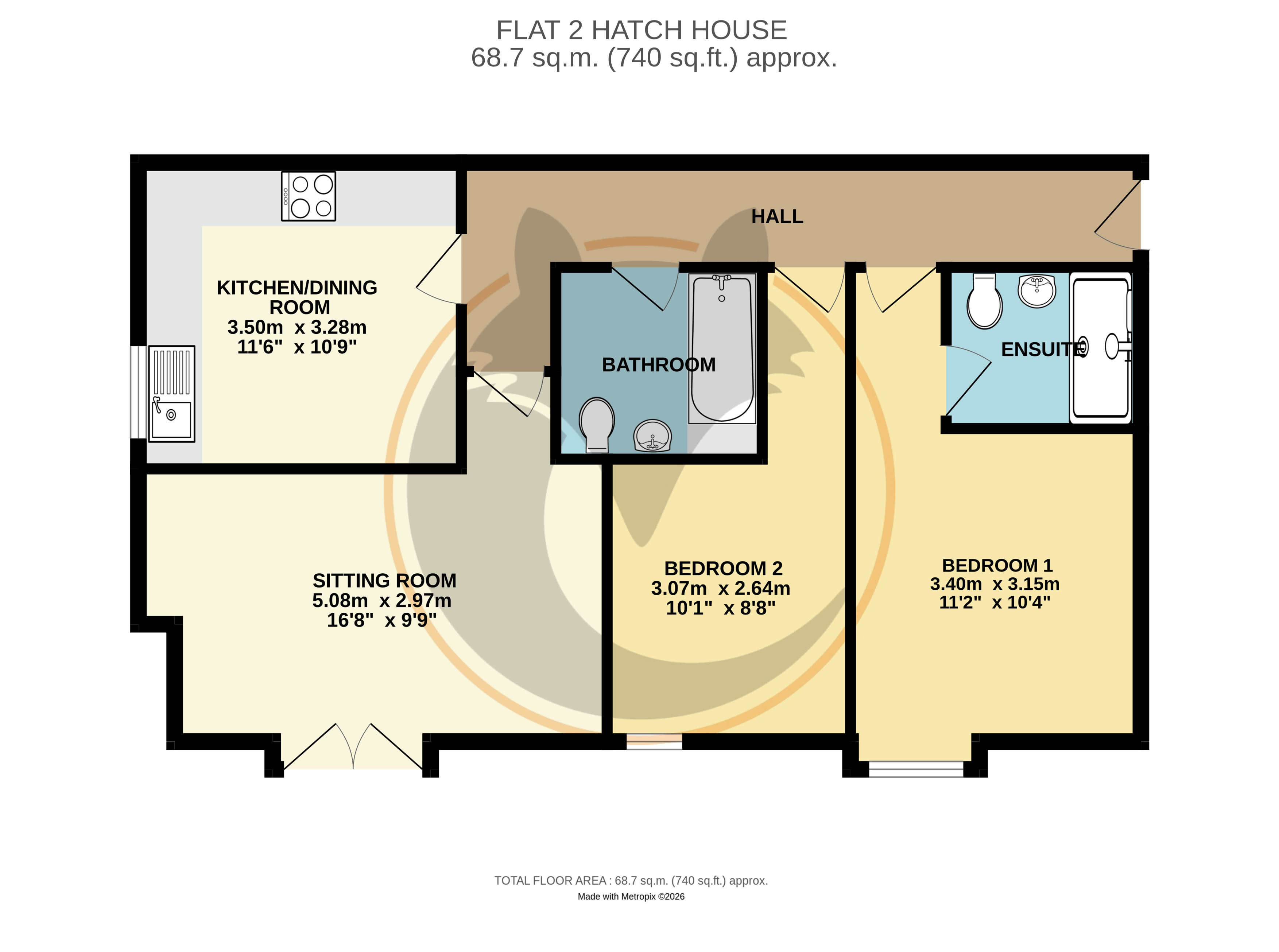 Flat 2, Hatch House,, Station Road, Lymington floorplan