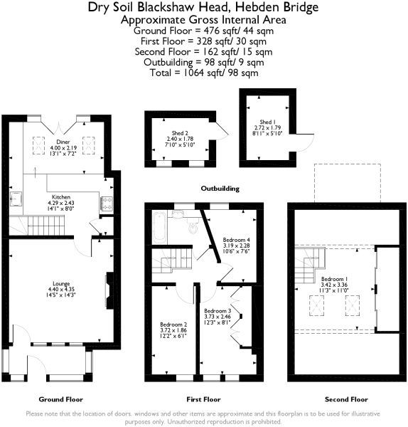 4 Bedrooms Terraced house for sale in Dry Soil, Blackshaw Head, Hebden Bridge HX7