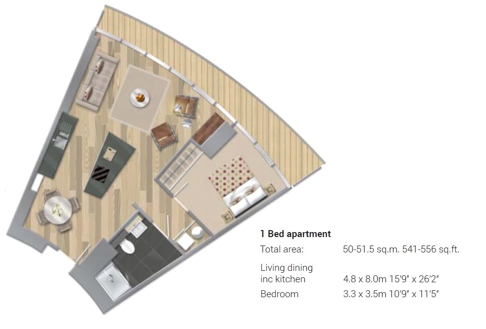 Apartment 1707, Arena Tower, 25, Crossharbour Plaza, London floorplan