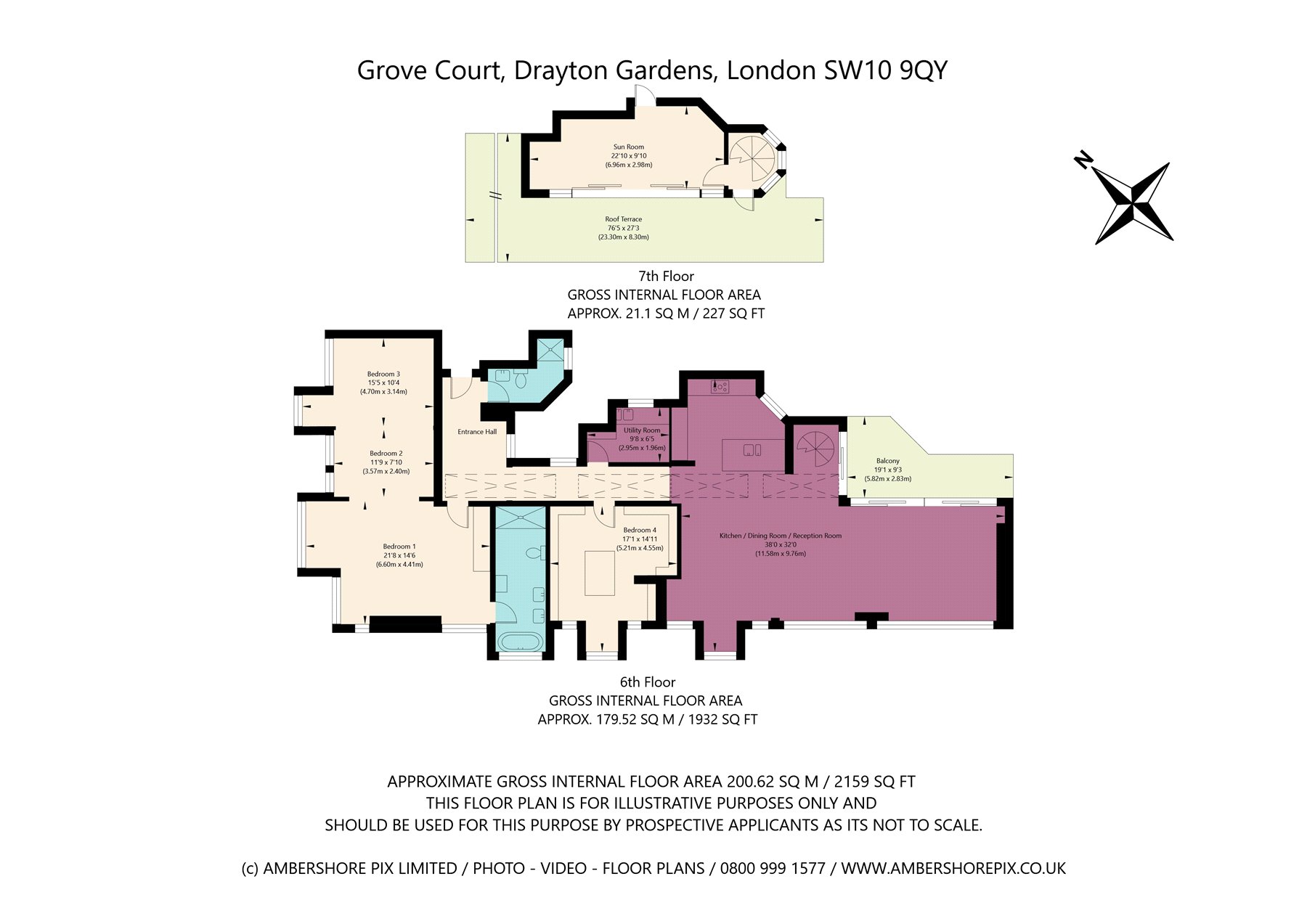 Penthouse West, Grove Court, Flat 24, Drayton Gardens, London floorplan