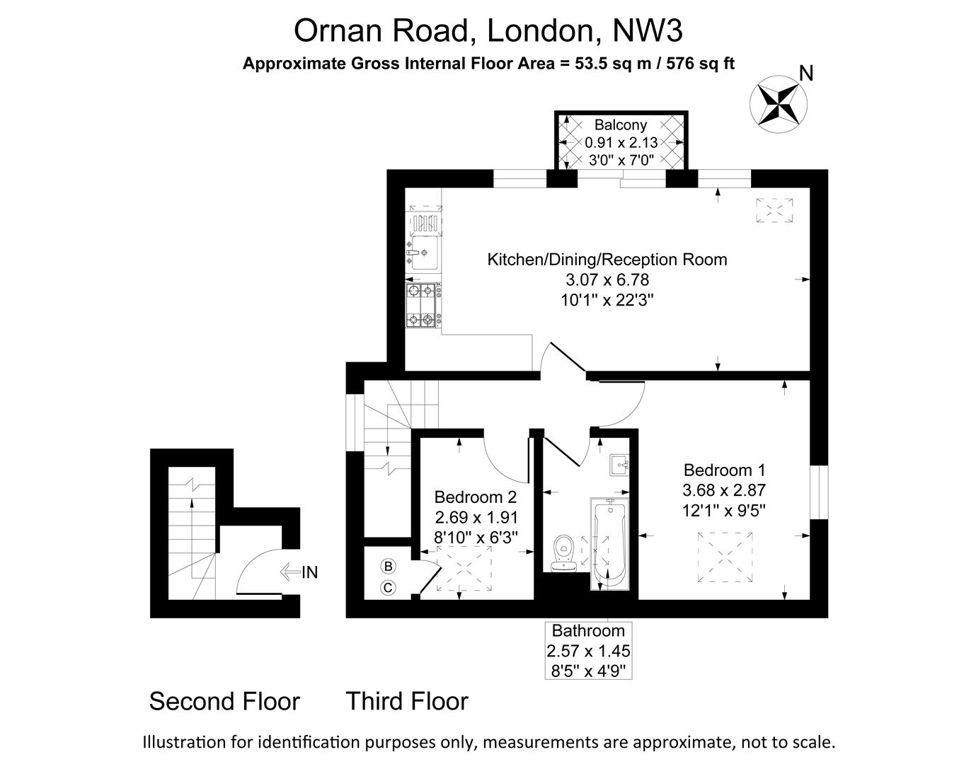 Flat 4, 12, Ornan Road, London floorplan