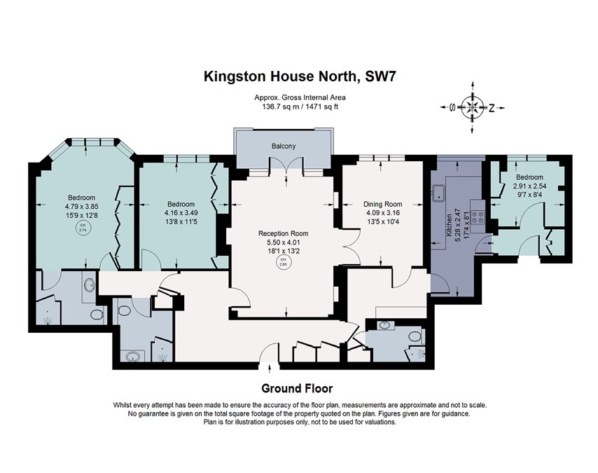 Flat 5, Kingston House North,, Prince's Gate, London floorplan