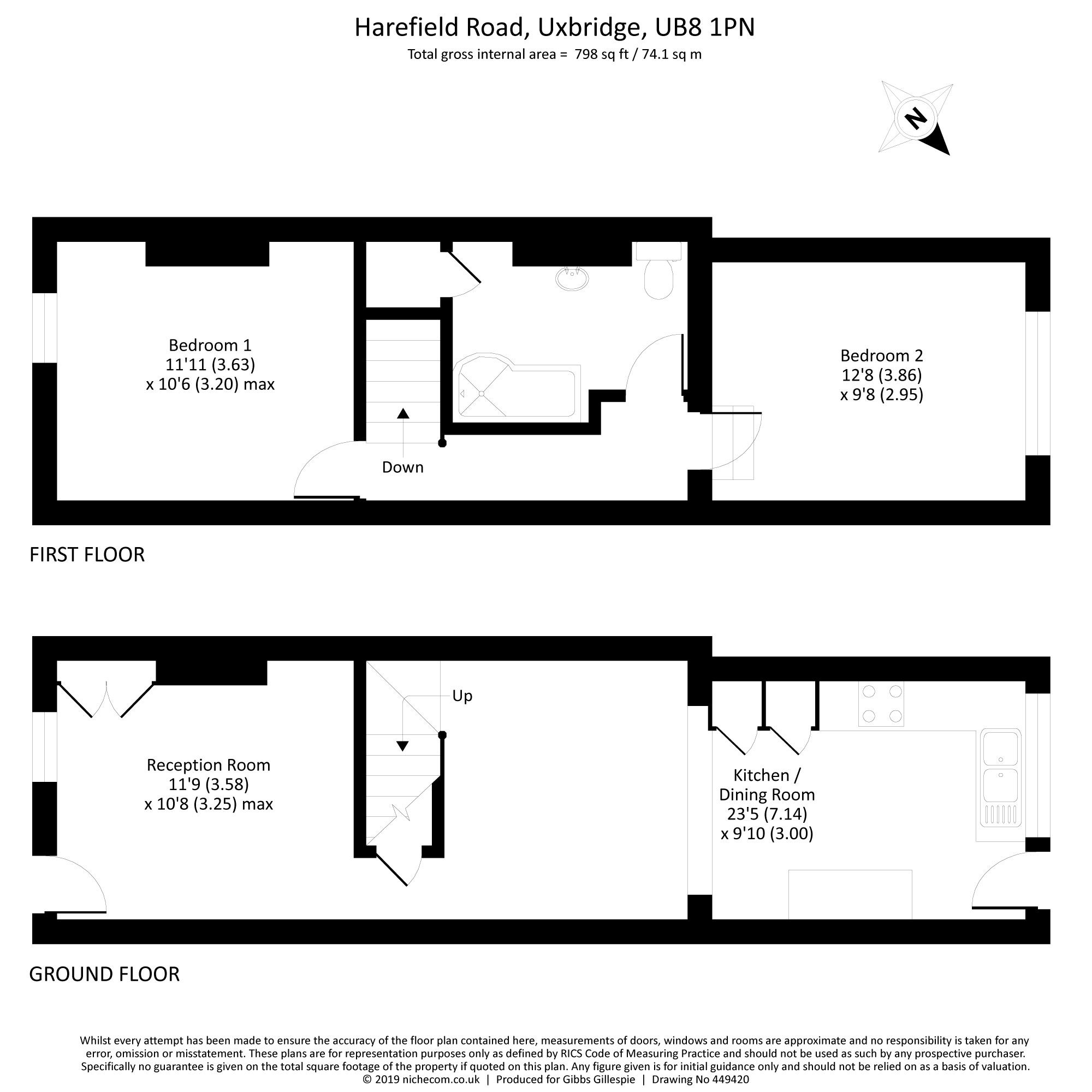 2 Bedrooms Terraced house for sale in Harefield Road, Uxbridge, Middlesex UB8