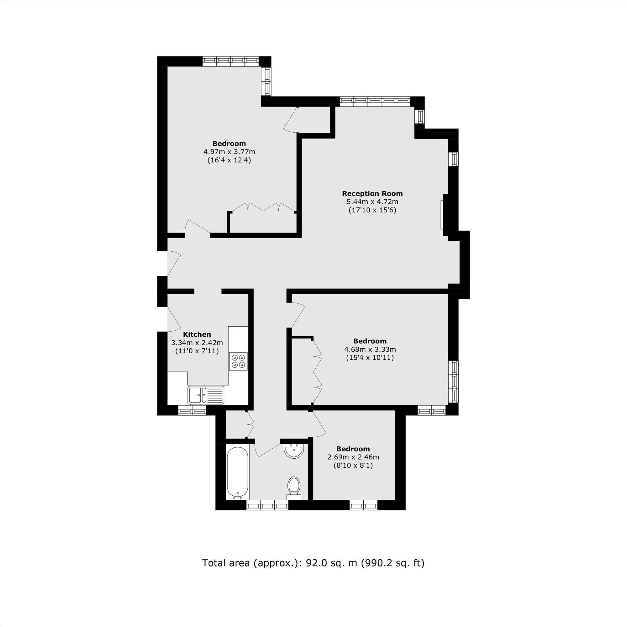 Flat 7, Chester Court, Monks Drive, London floorplan