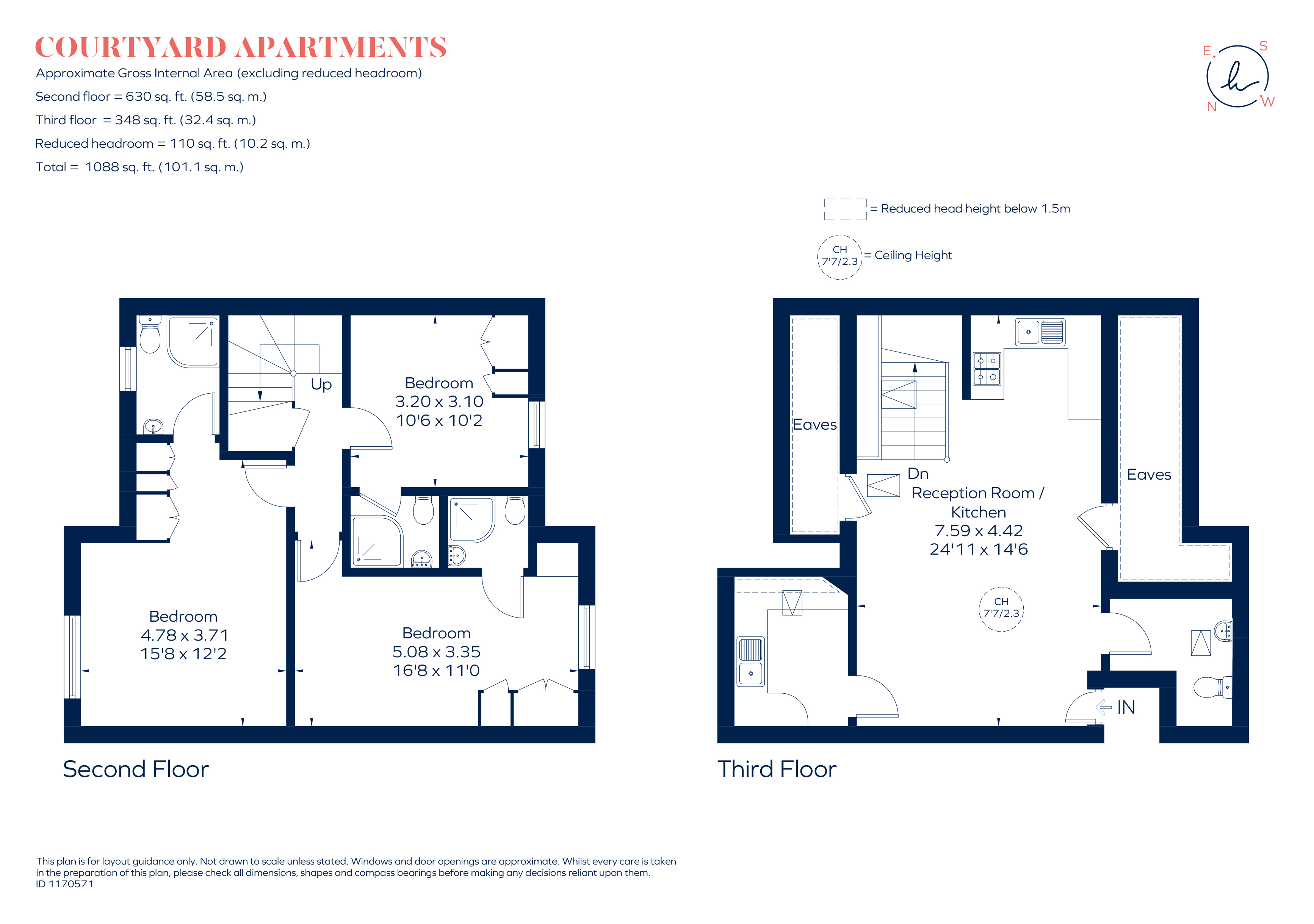 Flat 23, Courtyard Apartments 70B, Hampton Road, Teddington floorplan