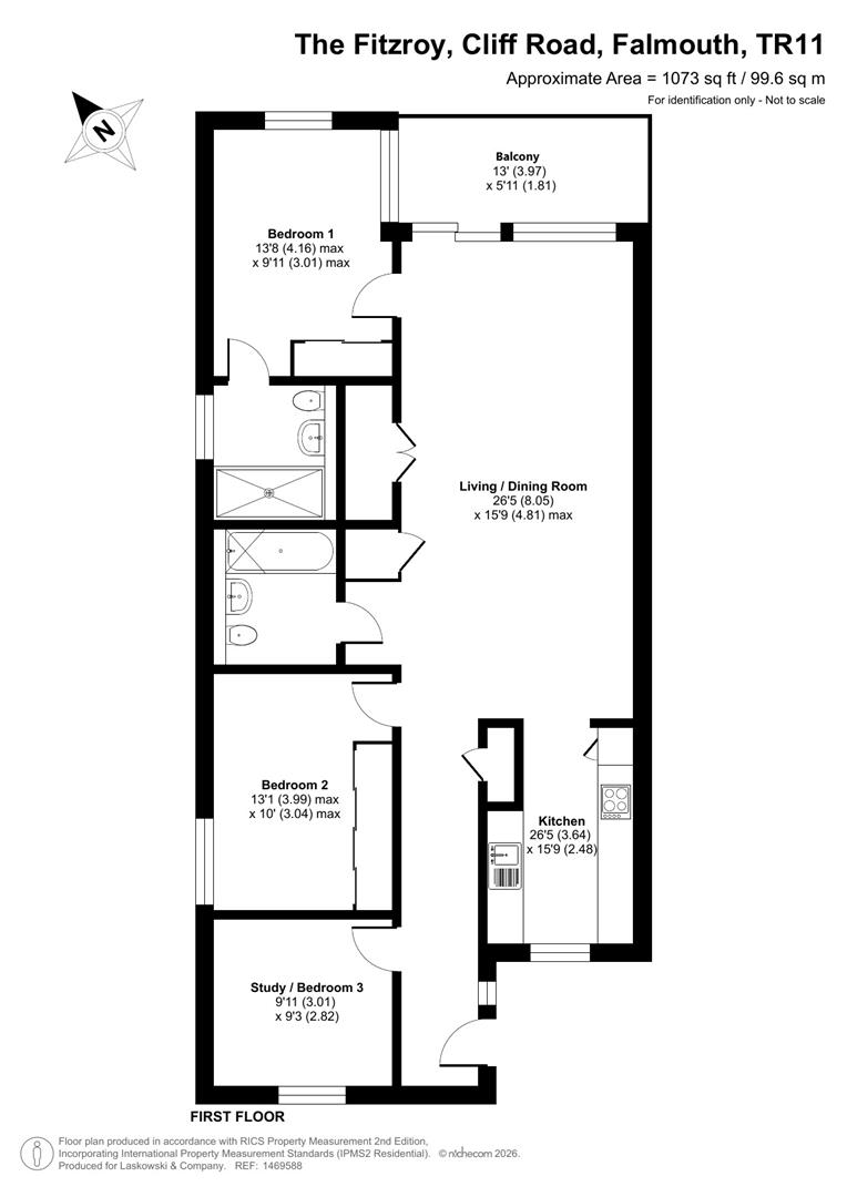34 The Fitzroy, Cliff Road, Falmouth floorplan