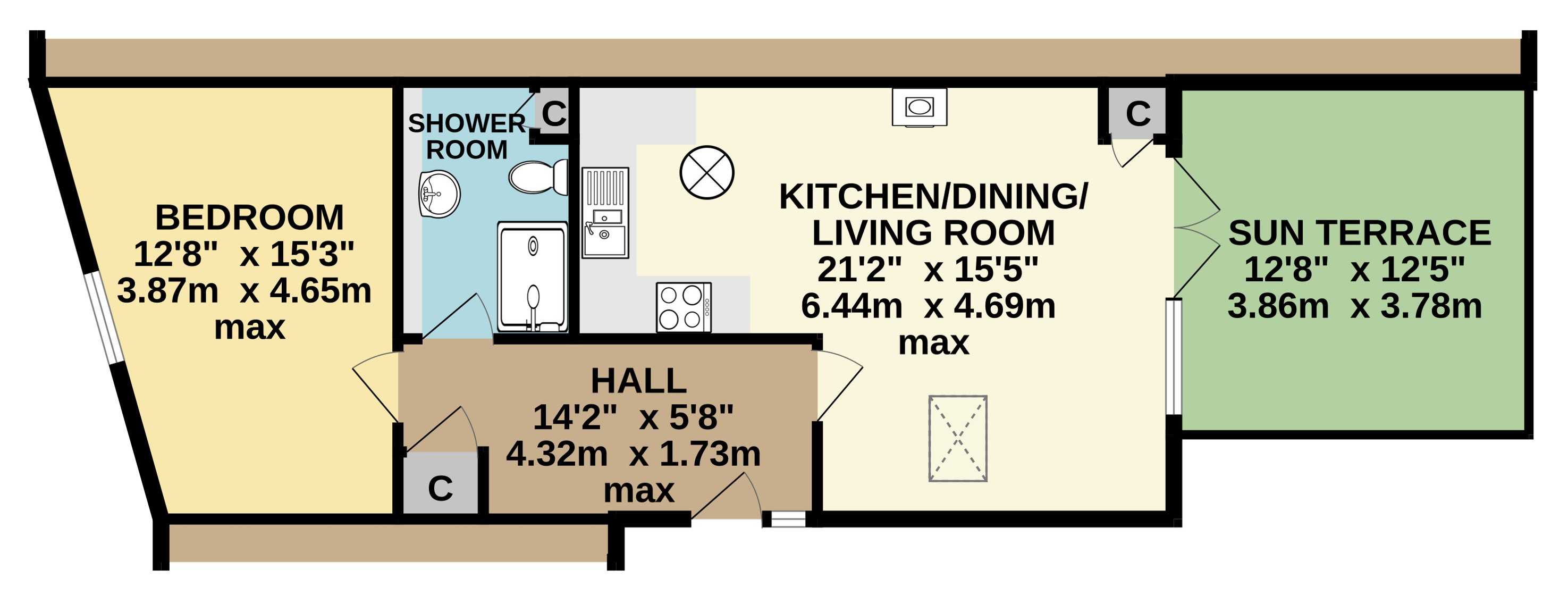 Flat 3, Stable Bar, 14, Newport Square, Cornwall floorplan