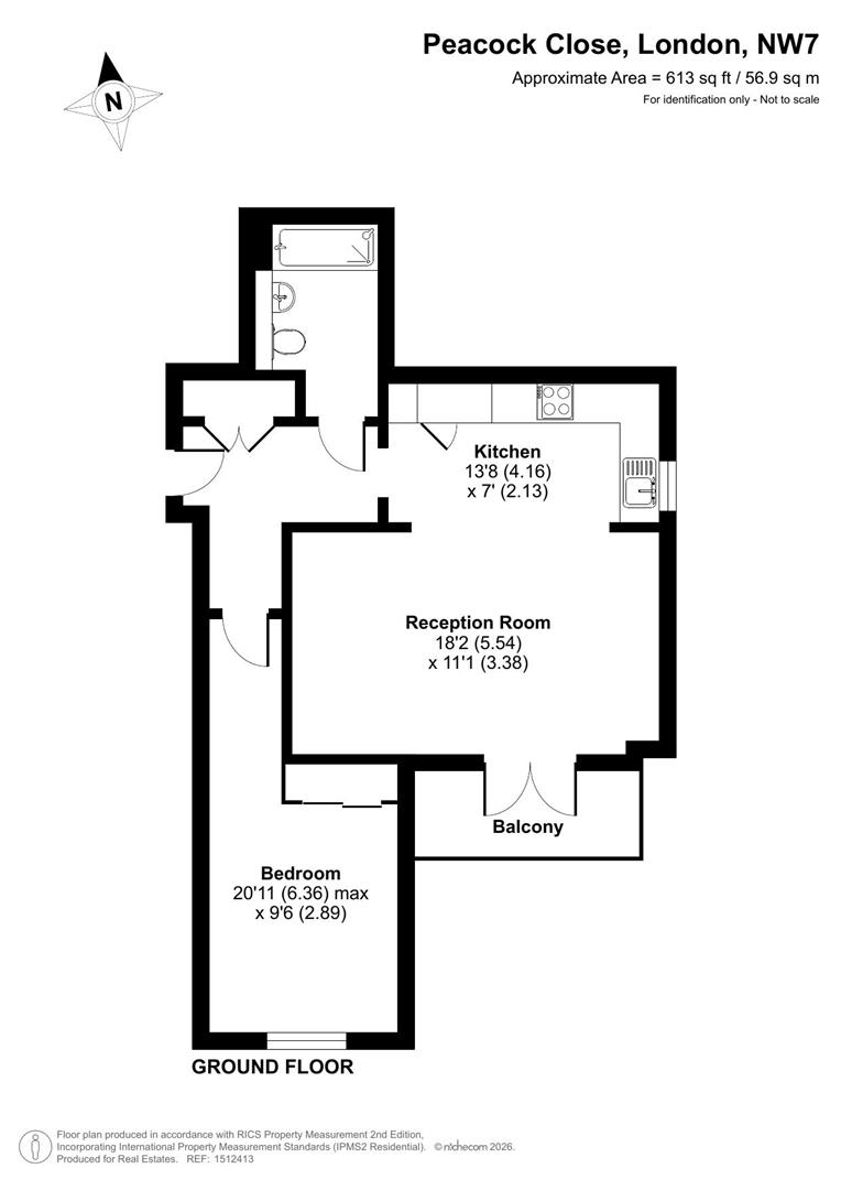 3 Corn House, 1, Peacock Close, Mill Hill floorplan