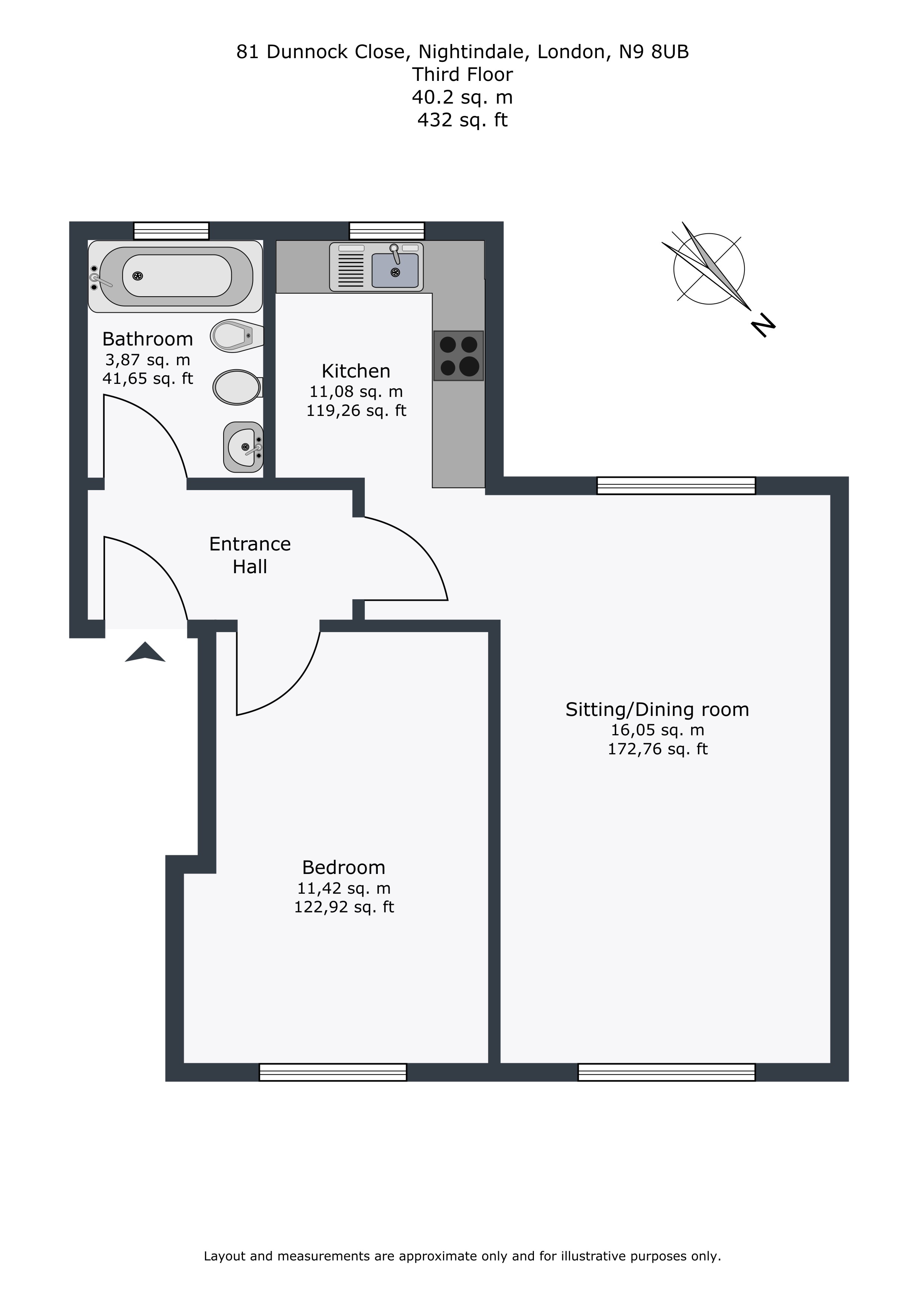 1 Bedrooms Flat to rent in Dunnock, Close, London N9