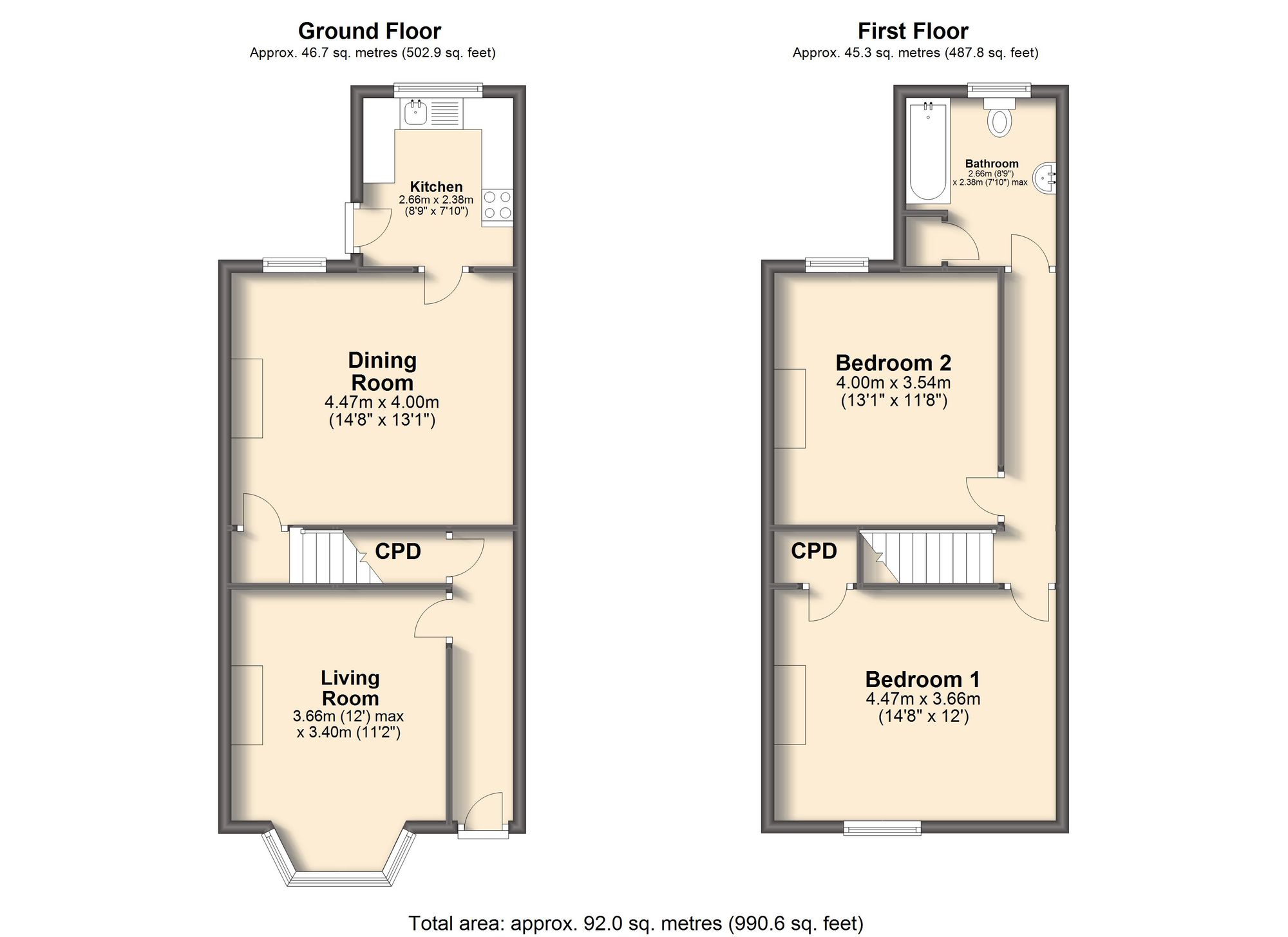 Whittington Hill, Chesterfield floorplan
