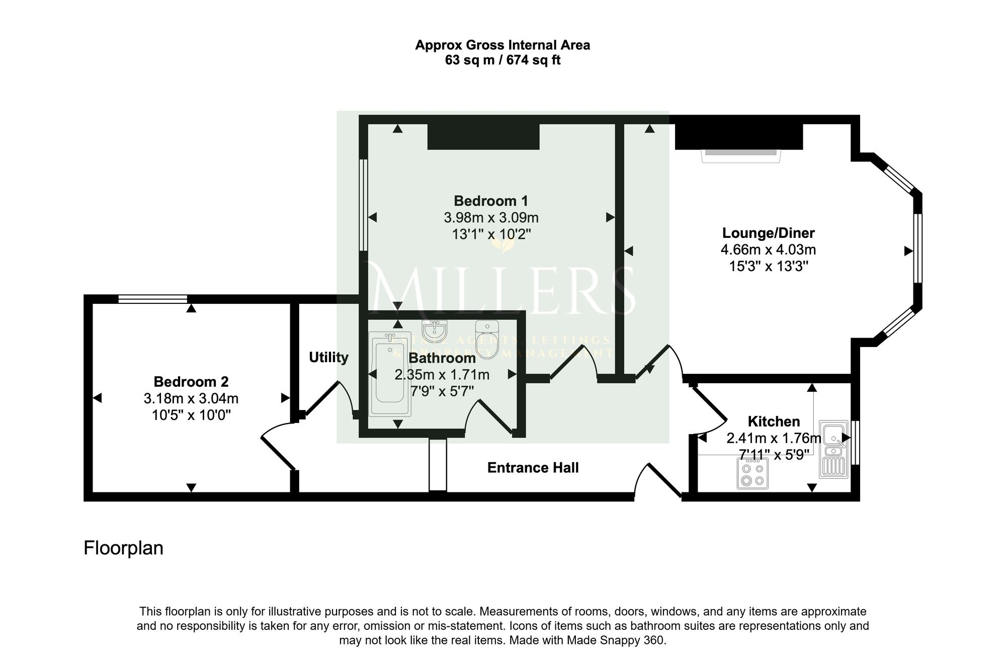 Flat 3, 23 Vicarage Road, Cromer floorplan