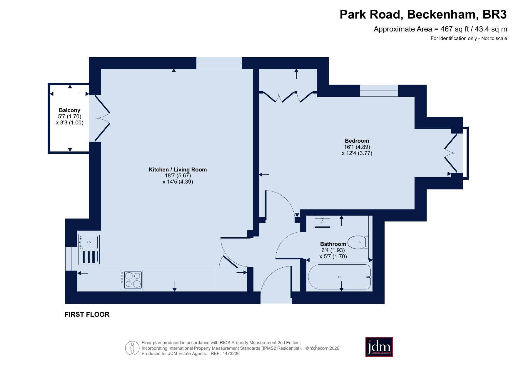 Flat 3, 21, Park Road, Beckenham floorplan