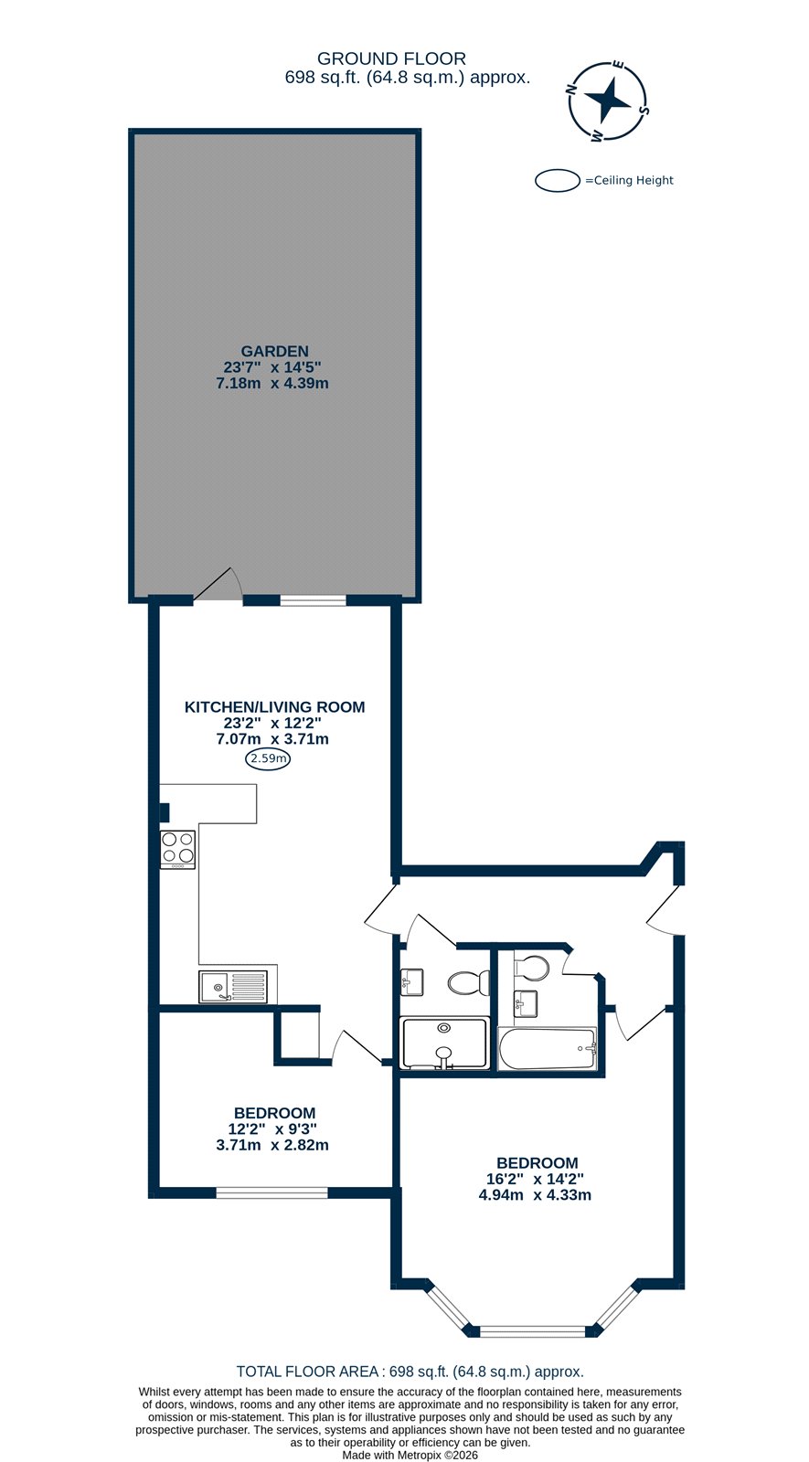 Flat 1A, Exeter Mansions,, Exeter Road, London floorplan
