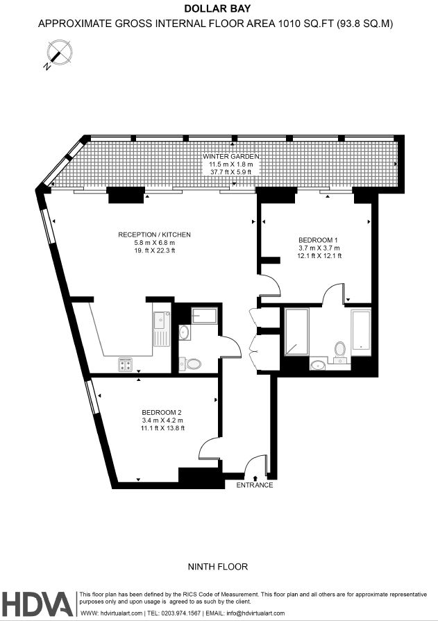 Flat 905, Dollar Bay Point, 3, Dollar Bay Place, London floorplan