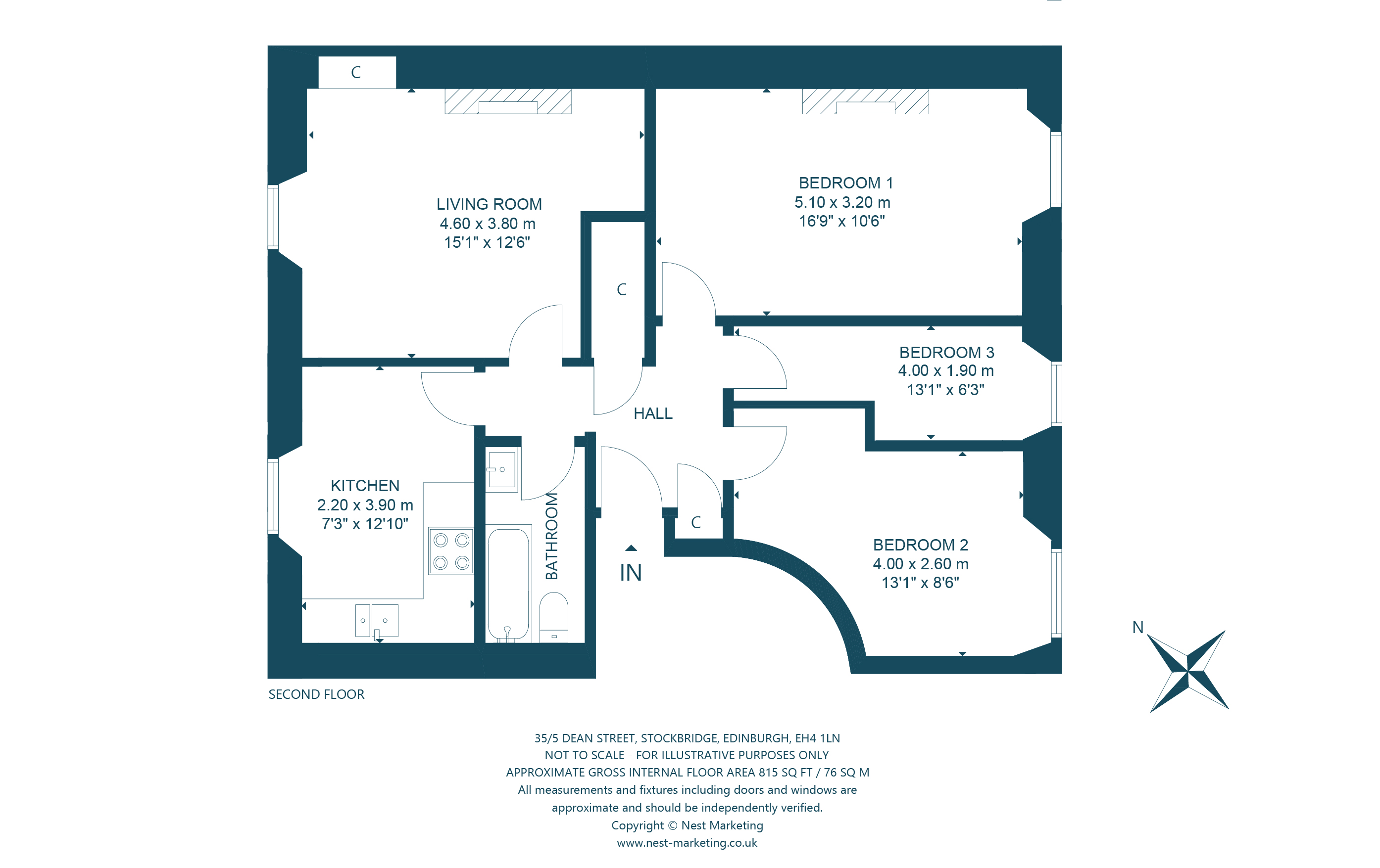 35/5 Dean Street, Stockbridge, Edinburgh EH4, 3 bedroom flat for sale