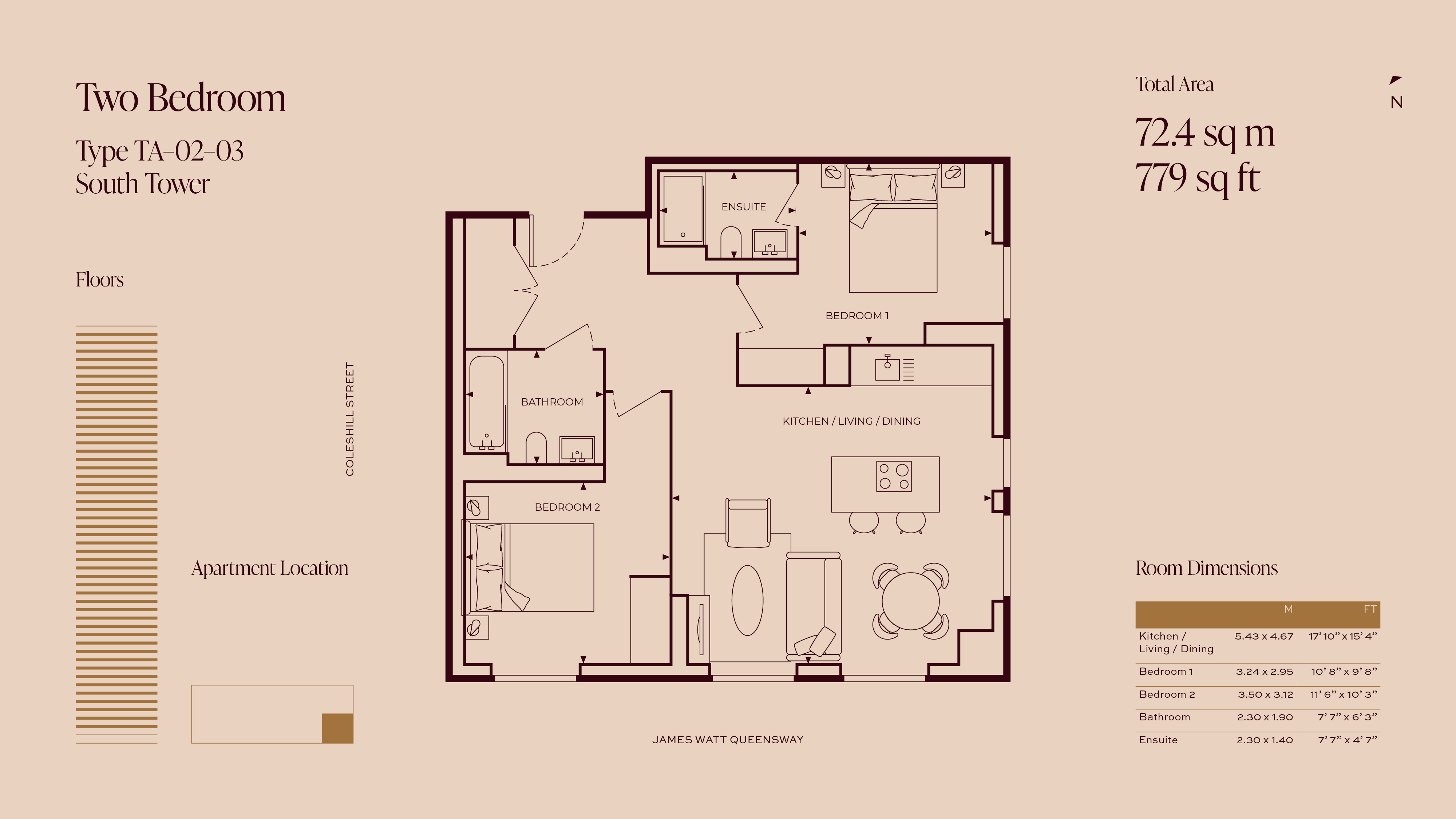 Apartment 1005, Tower A, One Eastside, 1 James Watt Queensway, Birmingham floorplan