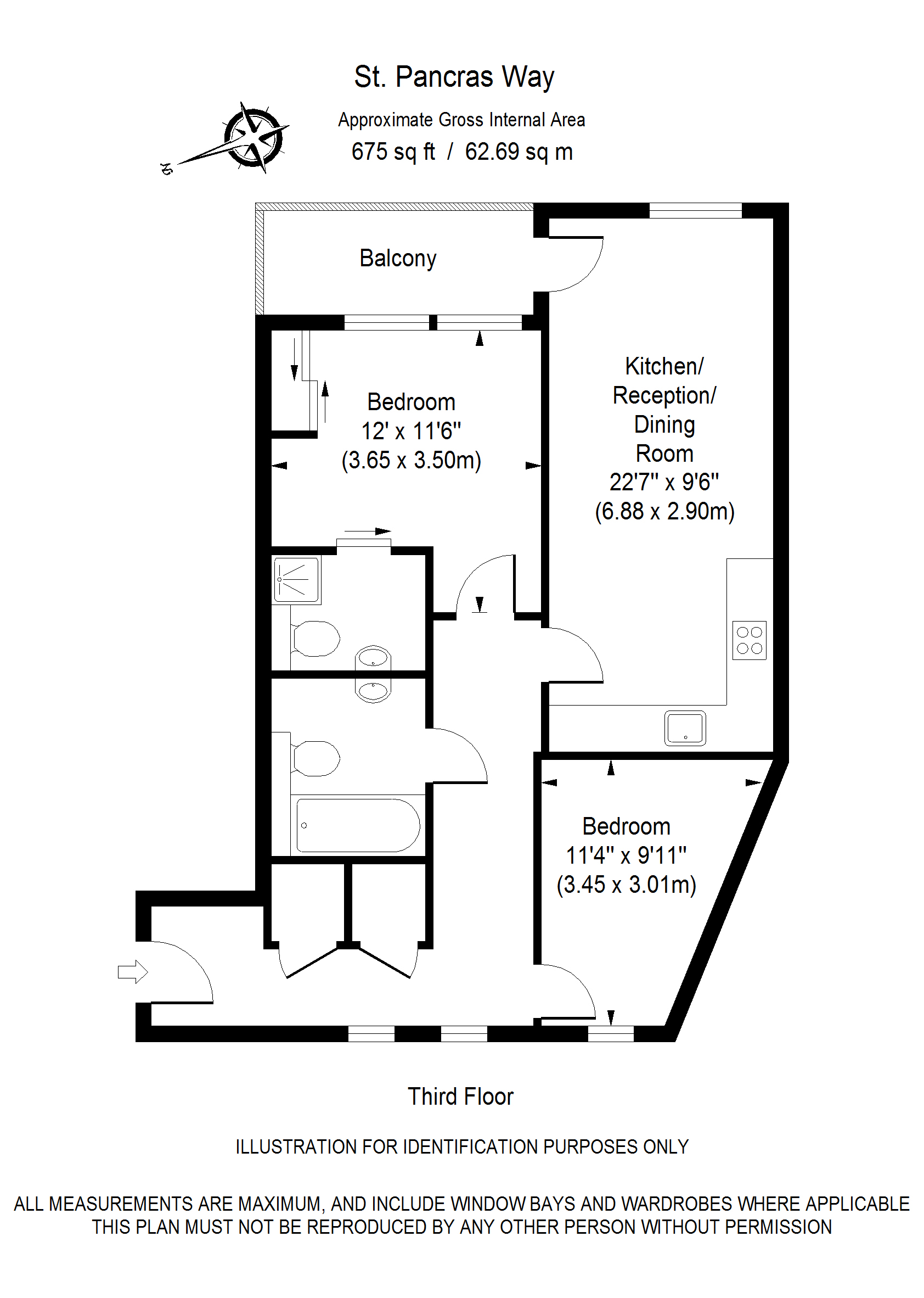 Flat 15, St. Pancras Way, Camden floorplan