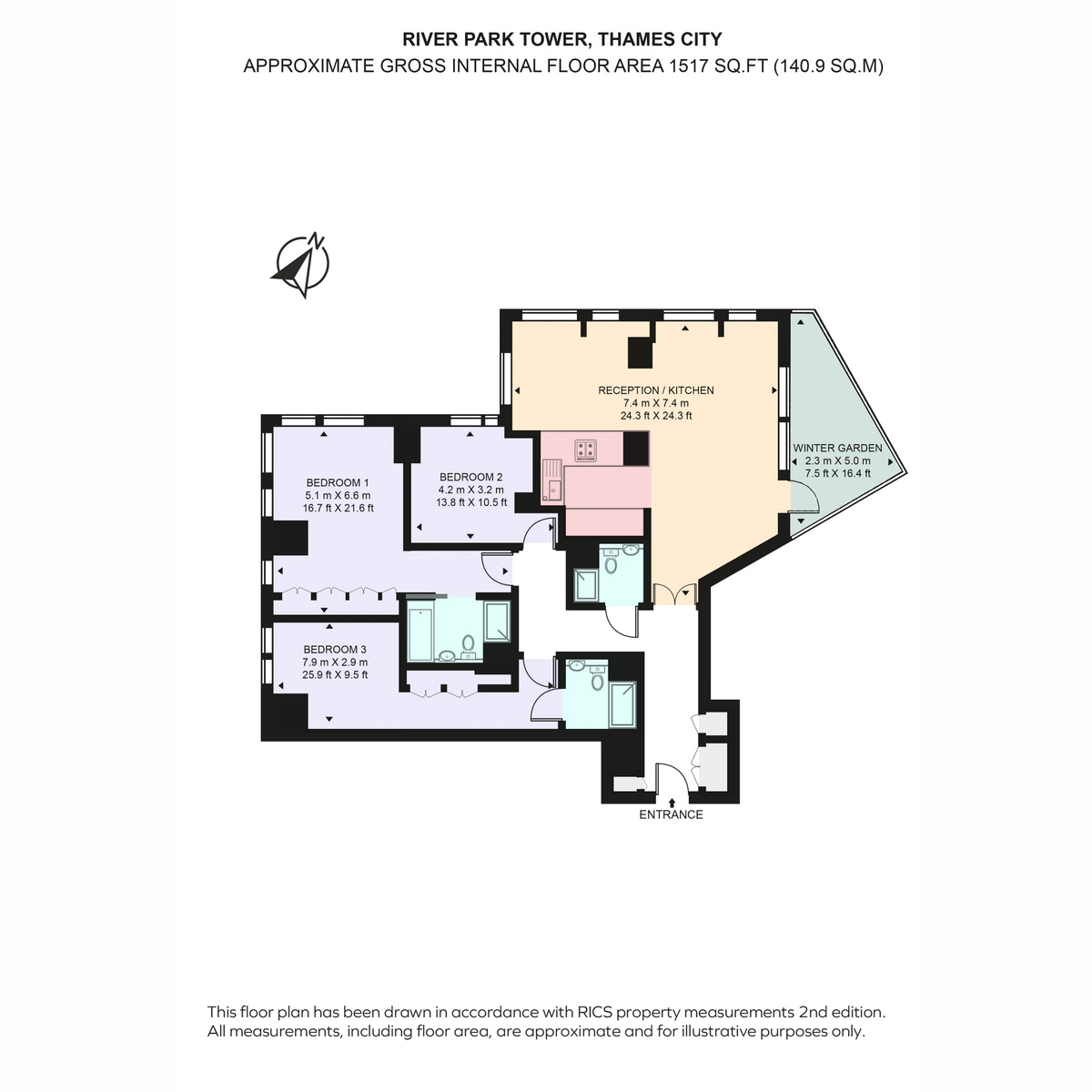 Flat Apartment 2708, 1, Nine Elms Lane, London floorplan