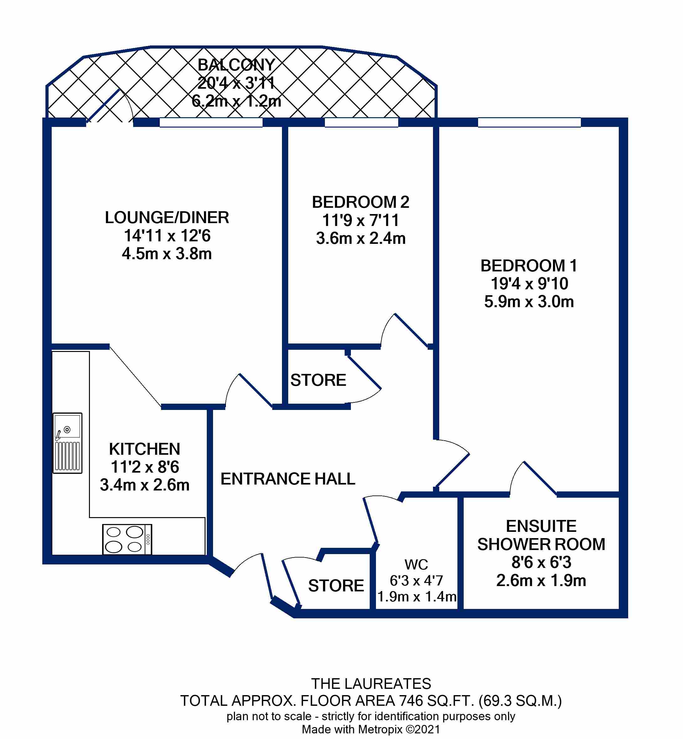 The Laureates, Shakespeare Road, Guiseley, Leeds LS20, 2 bedroom flat