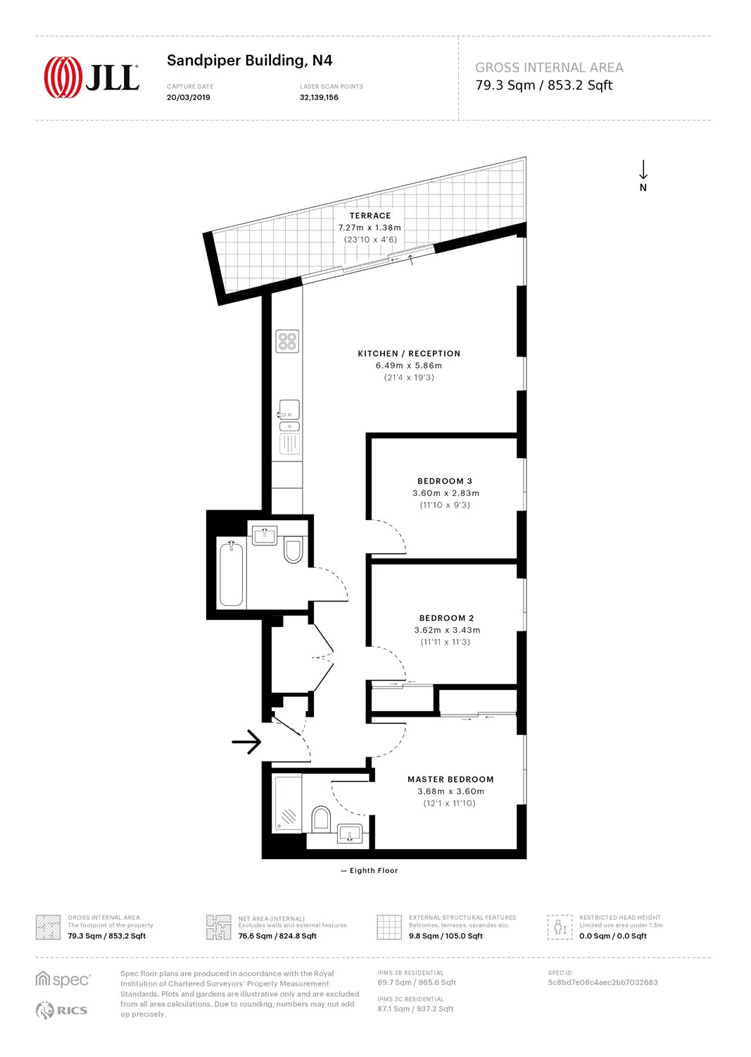 3 Bedrooms Flat to rent in Sandpiper Building, 44 Newnton Close, London N4