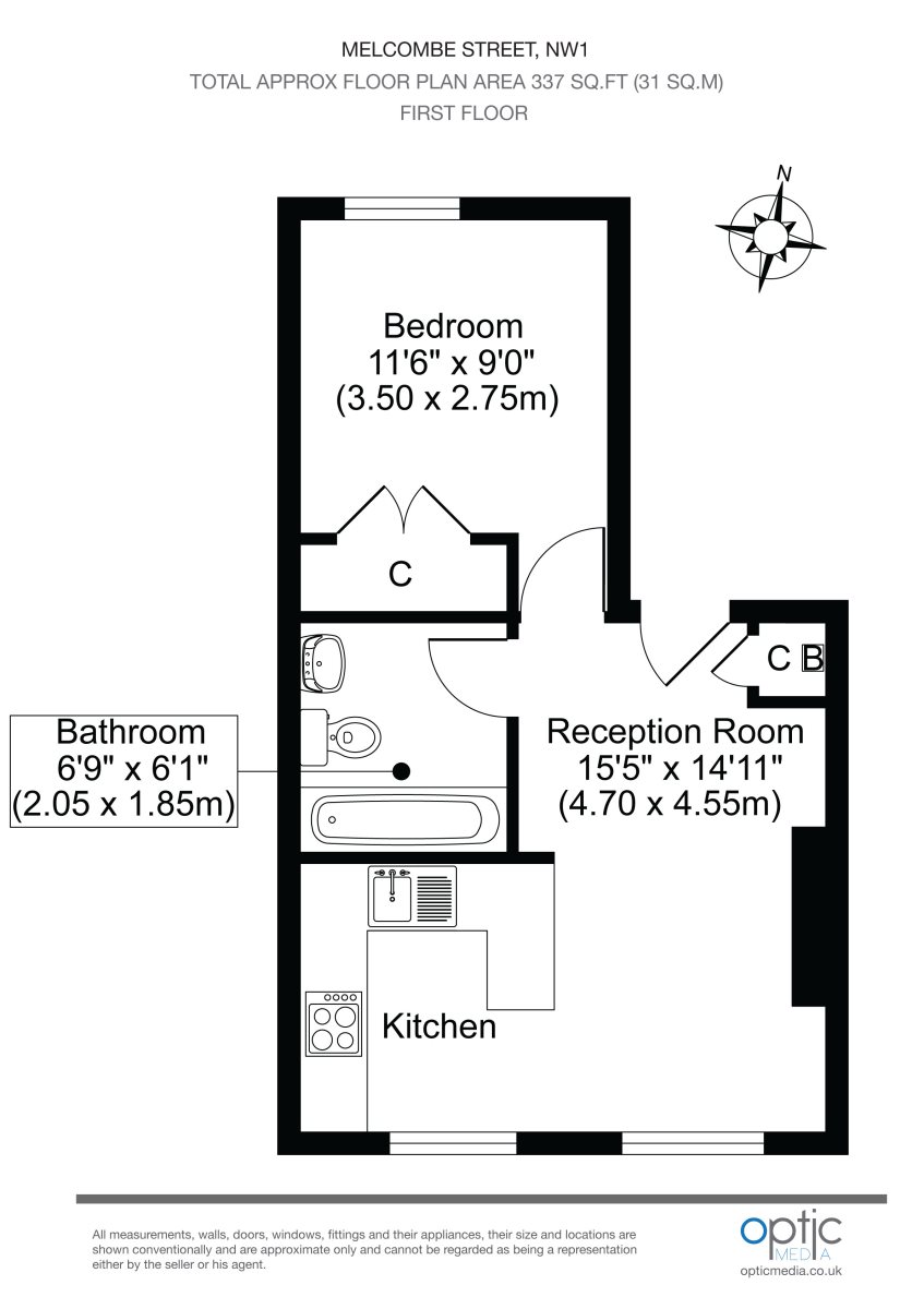 1 Bedrooms Flat to rent in Melcombe Street, London NW1