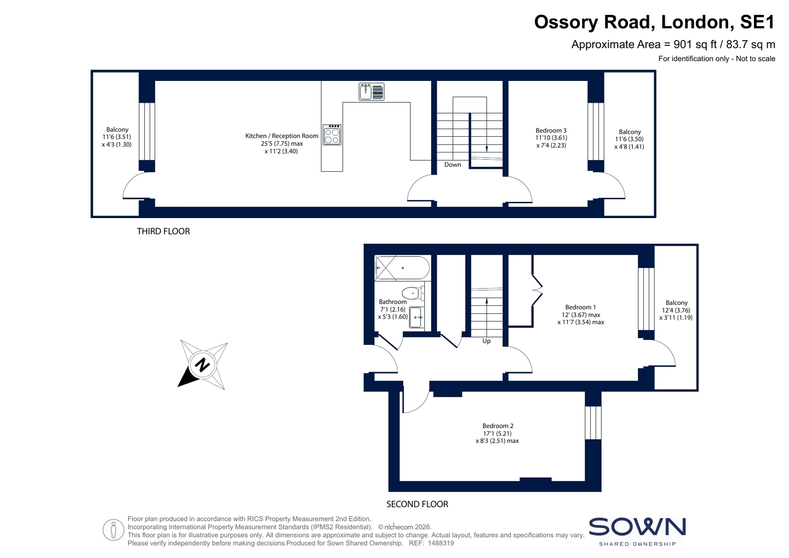 L&Q SO - Flat 14, Portway House 2A,, Ossory Road, London floorplan