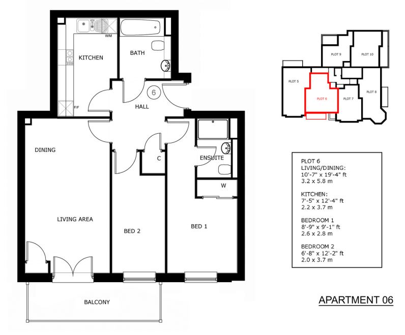 6 Clock House, 302 Woodham Lane, Addlestone floorplan