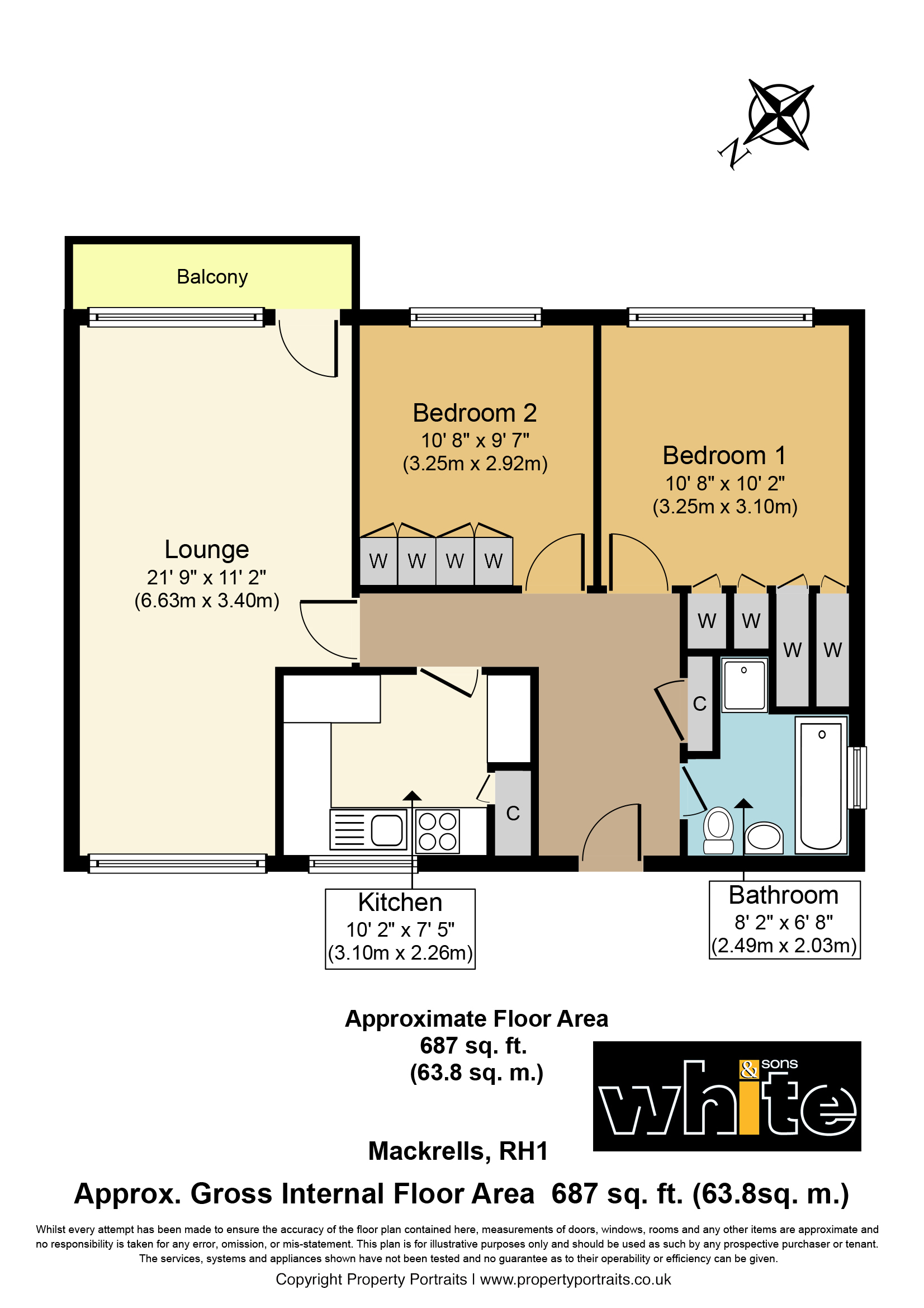 2 Bedrooms Flat for sale in Mackrells, Pendleton Road, Redhill, Surrey RH1