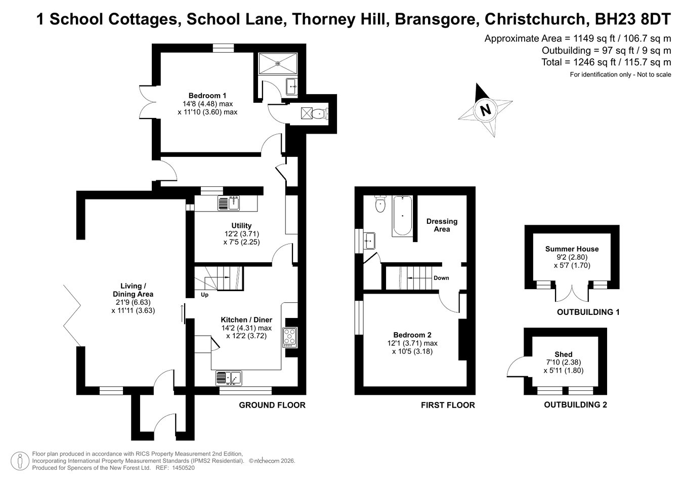 1 School Cottages, School Lane, Christchurch floorplan