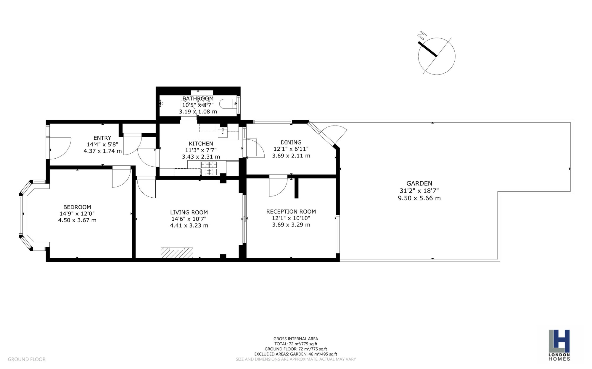 Ground Floor Flat - 42, Waverley Gardens, London floorplan