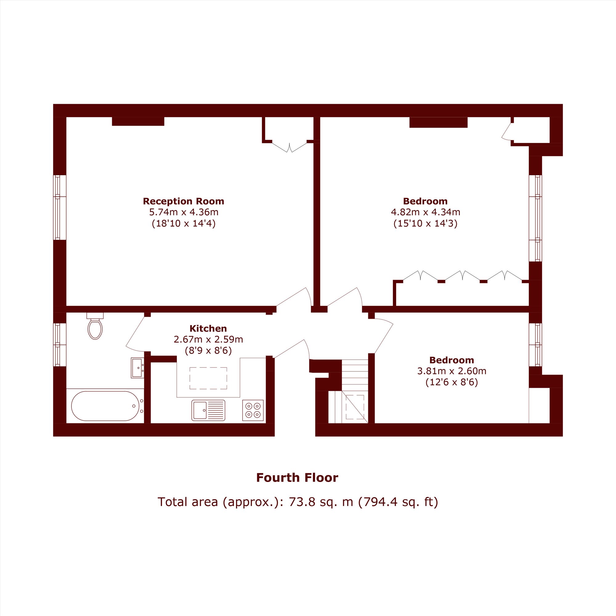 Top Floor Flat, 34, Dorset Square, London floorplan