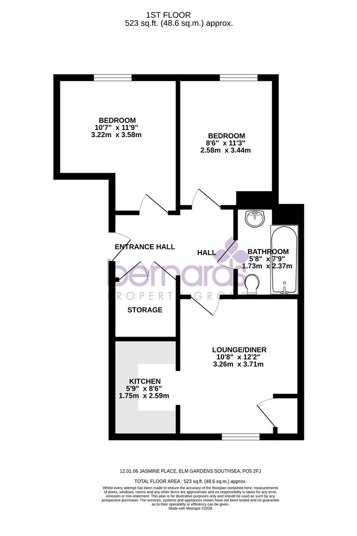 Apartment 14, Jasmine Place, Elm Gardens, Southsea floorplan