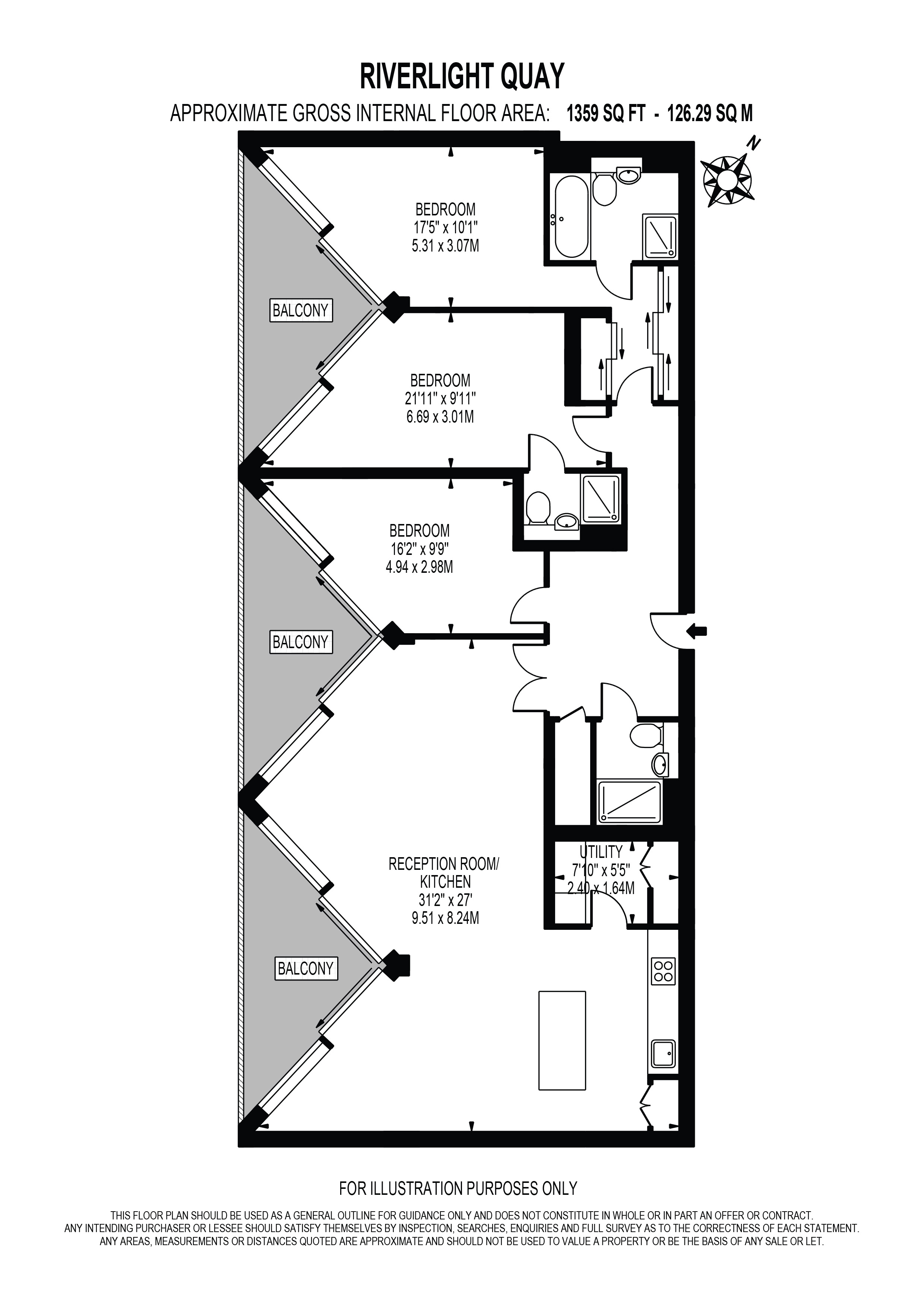 Apartment 148 3, Riverlight Quay, London floorplan