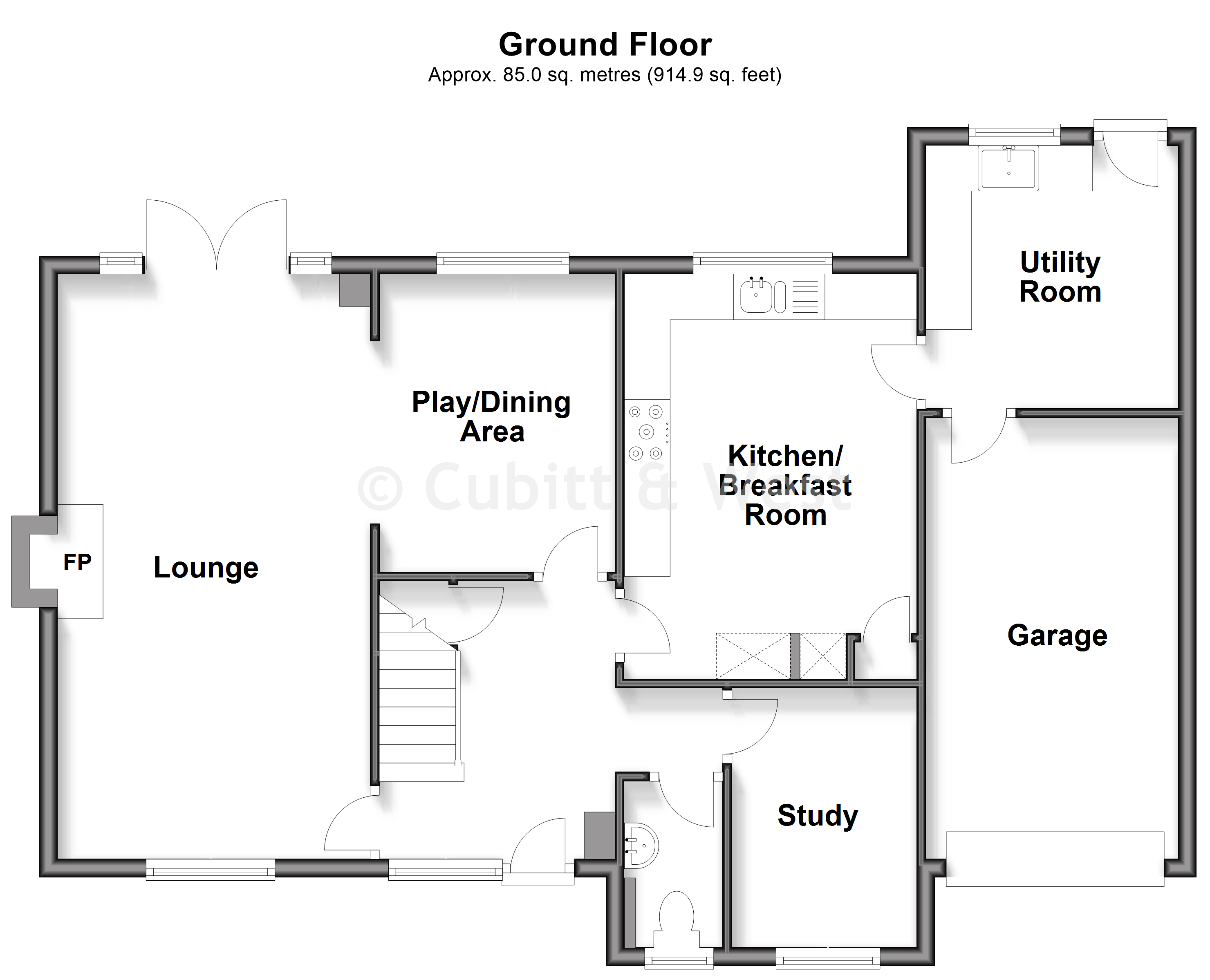 2, Brookside, Ashington floorplan
