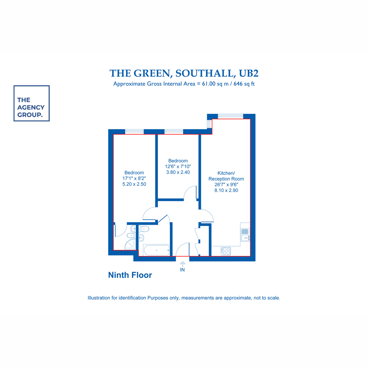 Flat 903, 1, The Green, Southall floorplan