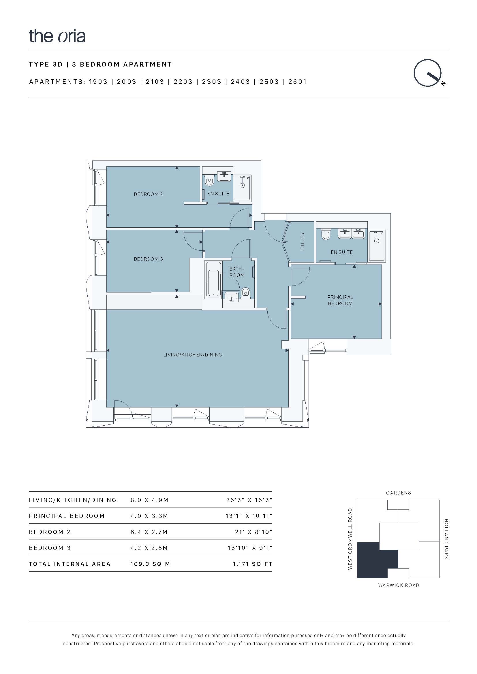 2103,, The Oria, 100 West Cromwell Road floorplan