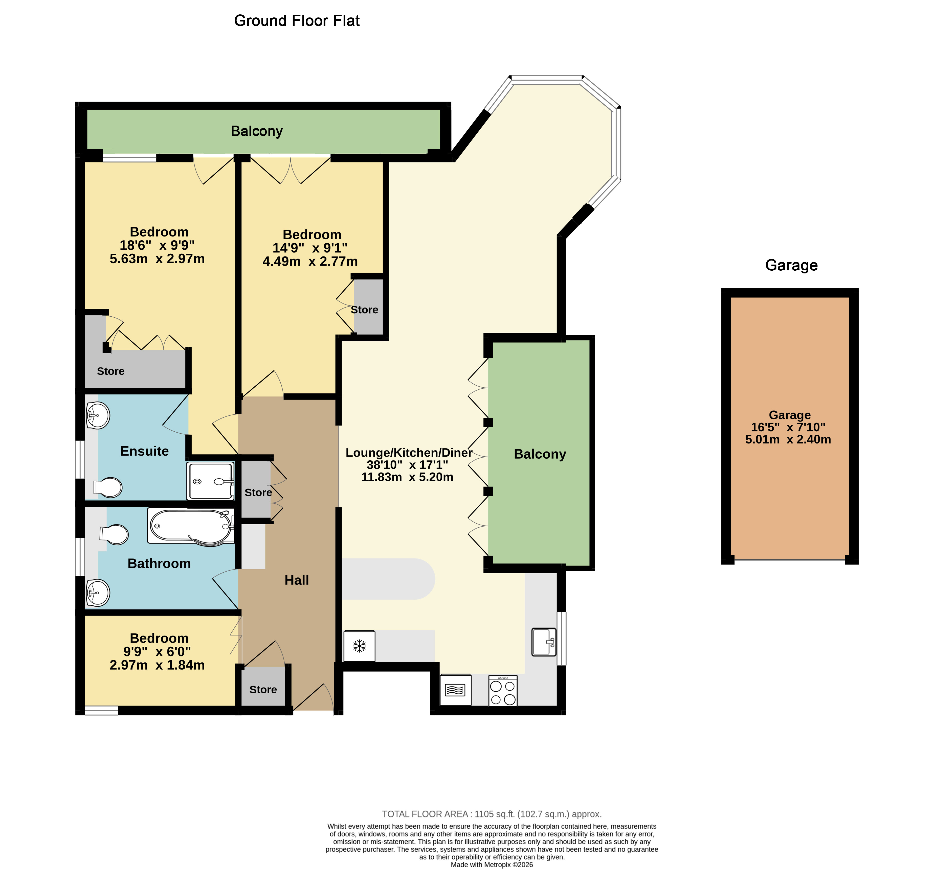 Flat 1, 19, Sea Road, Kent floorplan