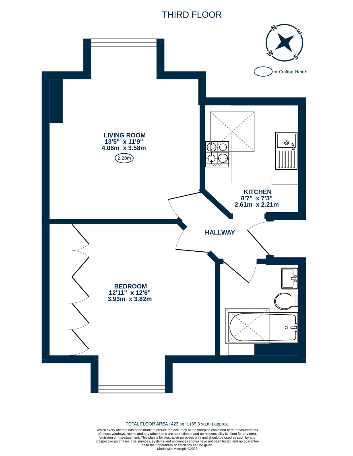 Flat E, 92, Fordwych Road, London floorplan