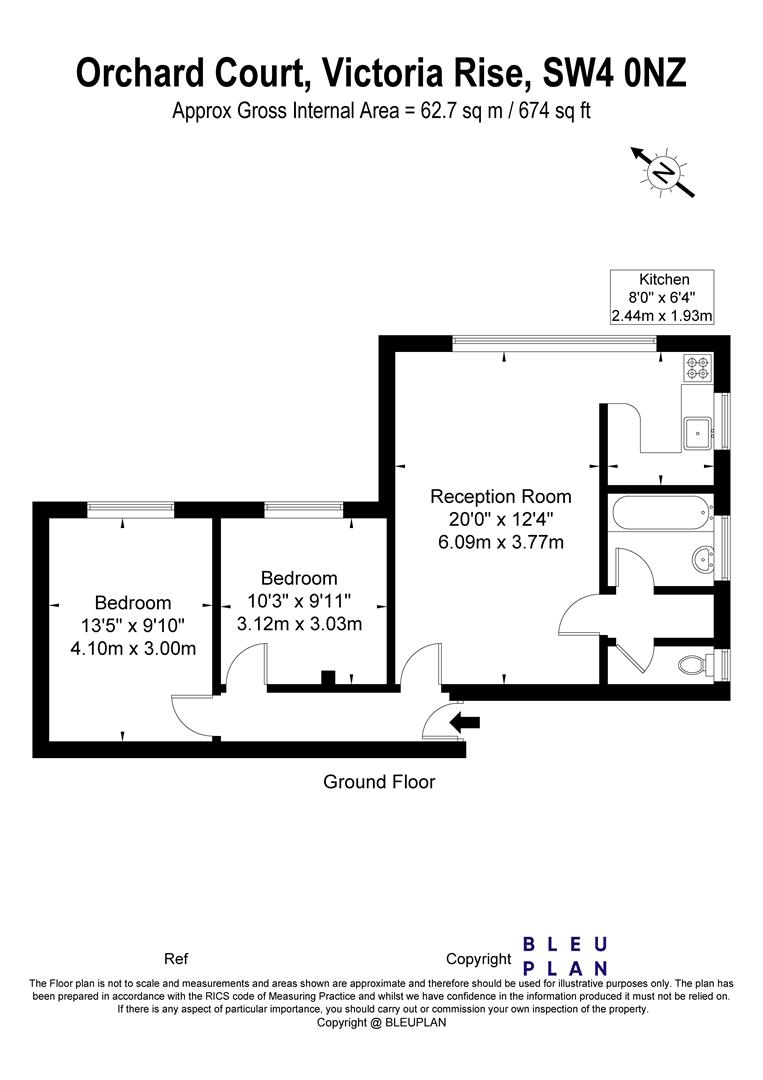 Flat 2 Orchard Court, 4, Victoria Rise, London floorplan