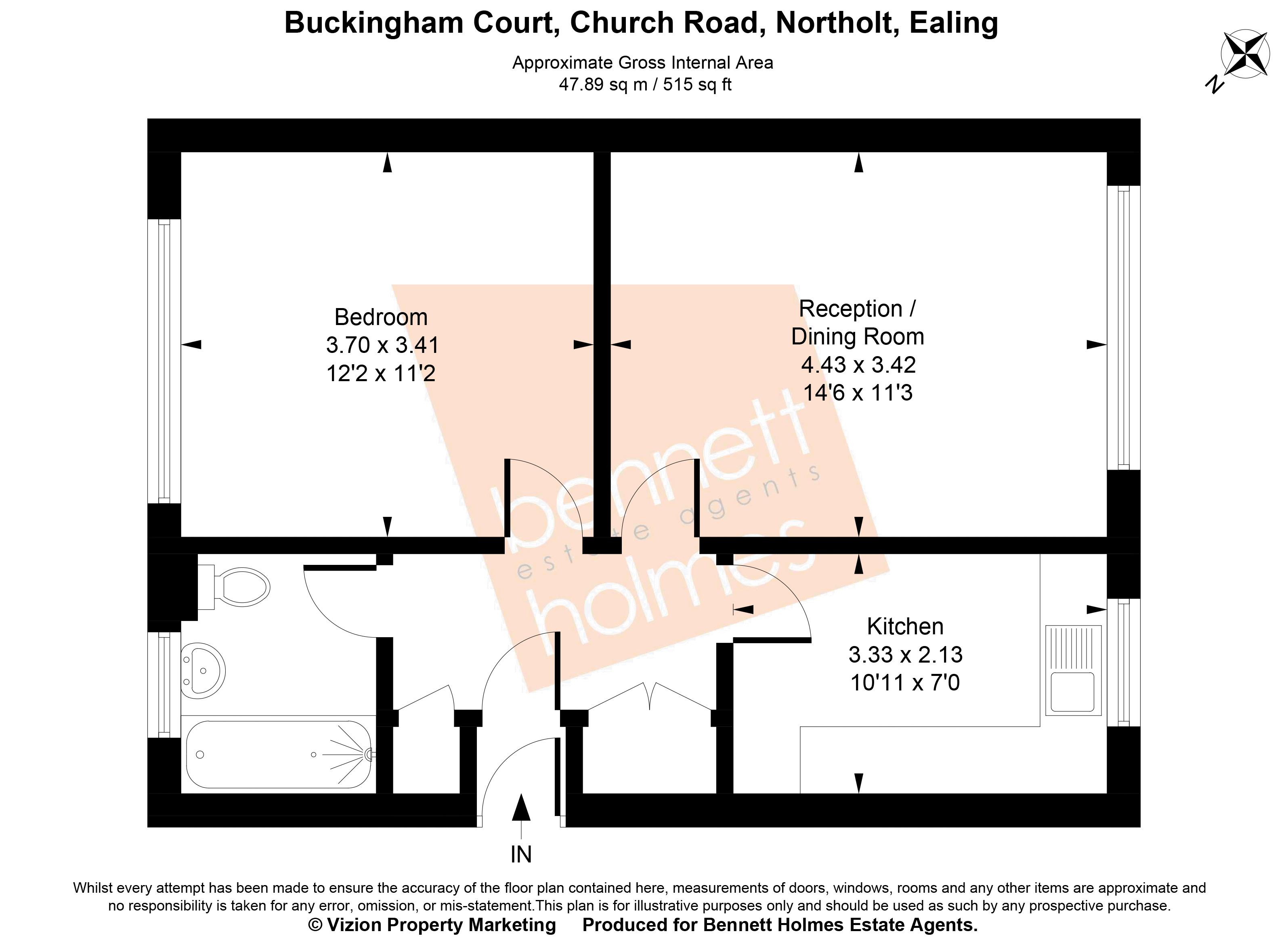 6, Buckingham Court, 289 Church Road, Northolt floorplan