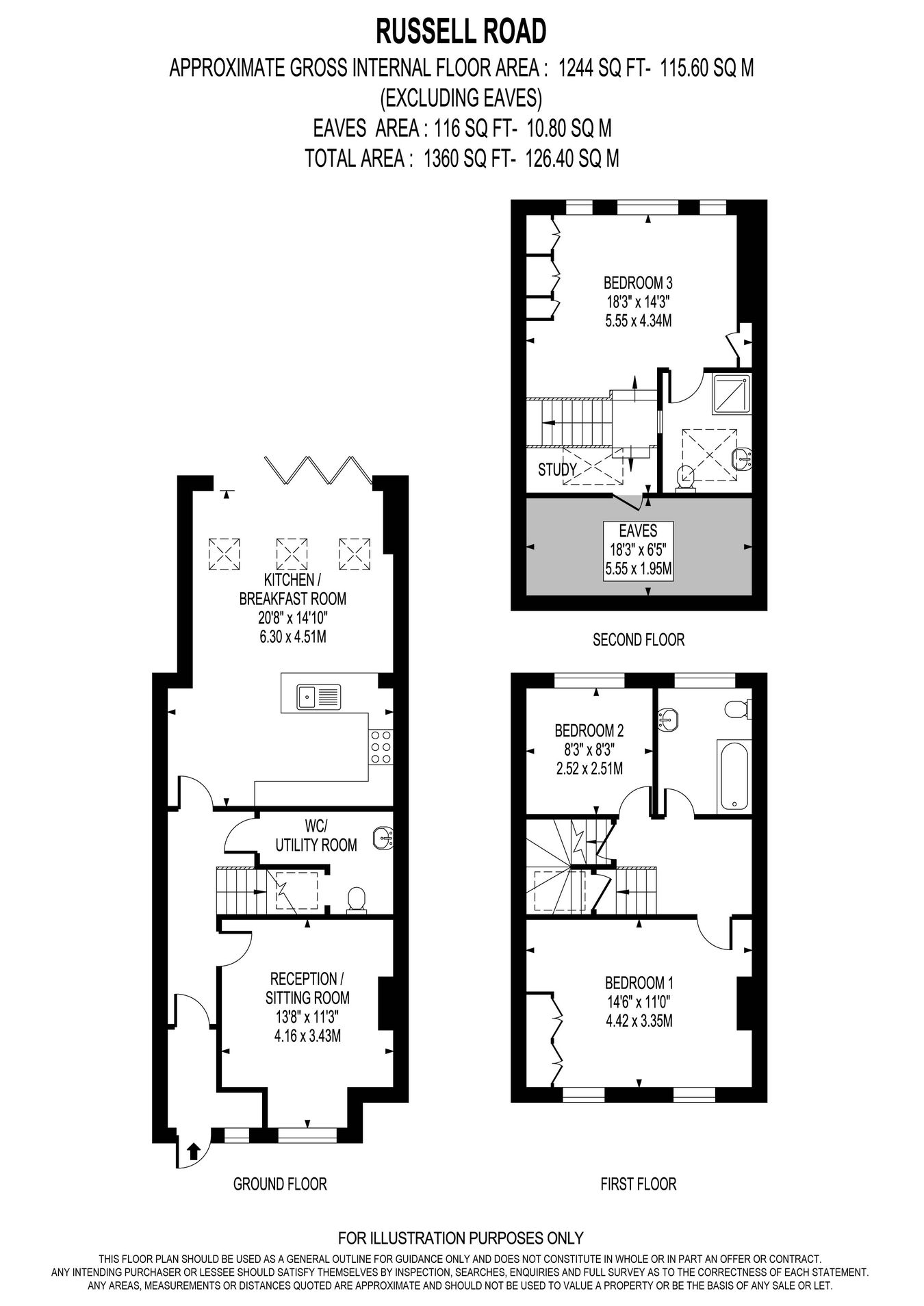 42, Russell Road, Walton-on-Thames floorplan